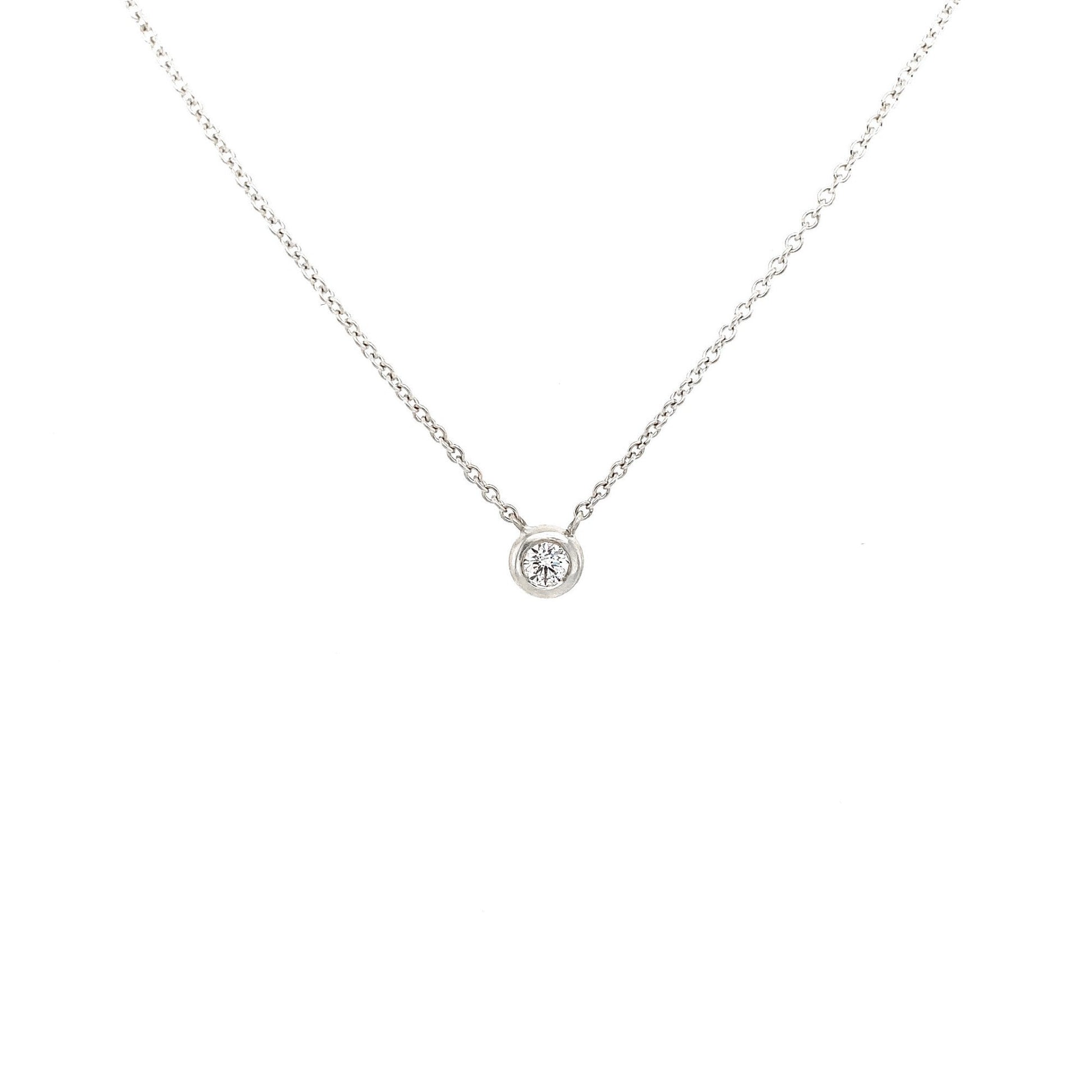 9ct White Gold 0.14ct Round Diamond 'Donut' Pendant and Chain