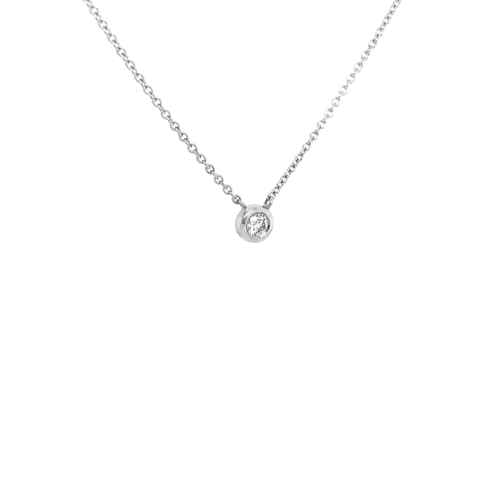 9ct White Gold 0.14ct Round Diamond 'Donut' Pendant and Chain
