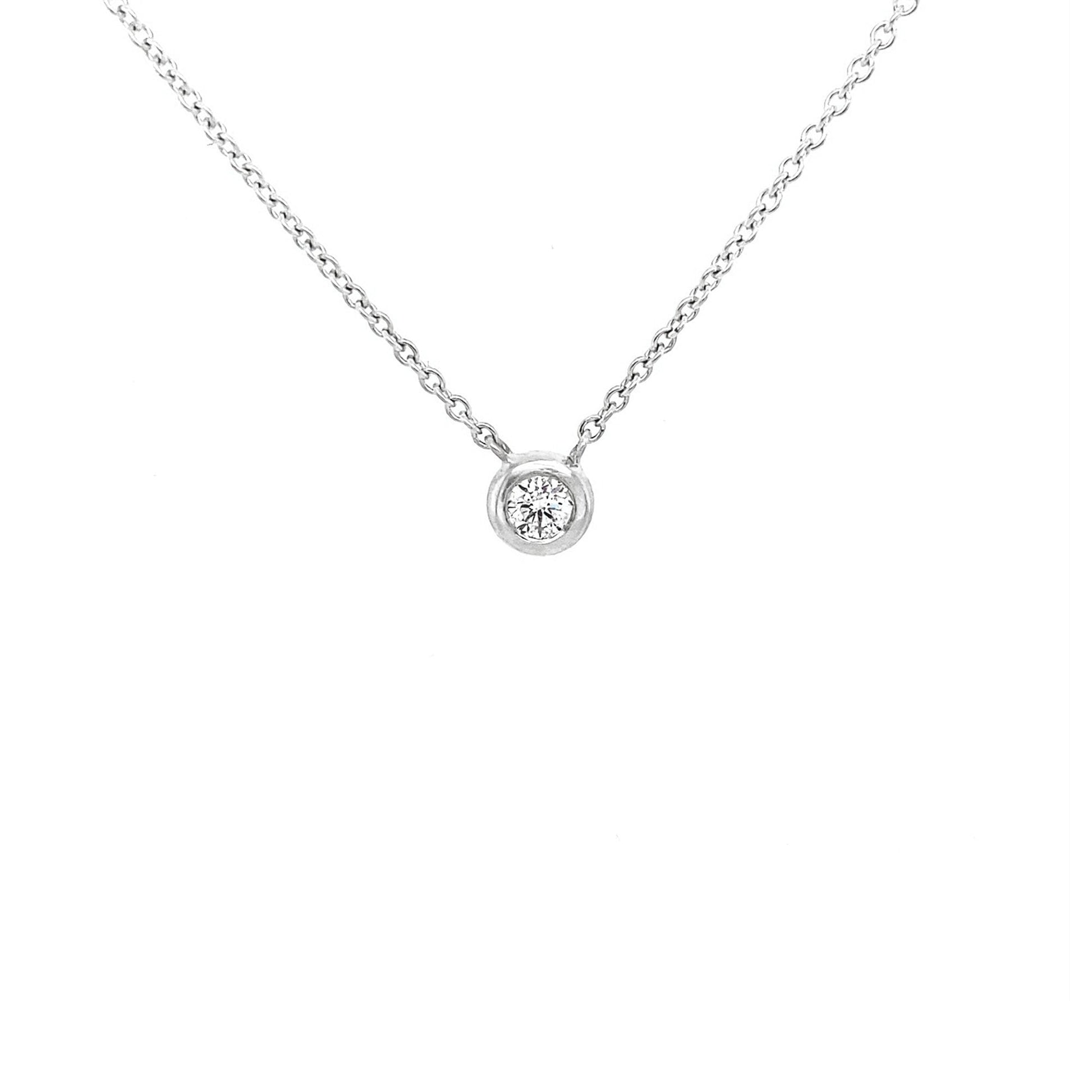 9ct White Gold 0.14ct Round Diamond 'Donut' Pendant and Chain