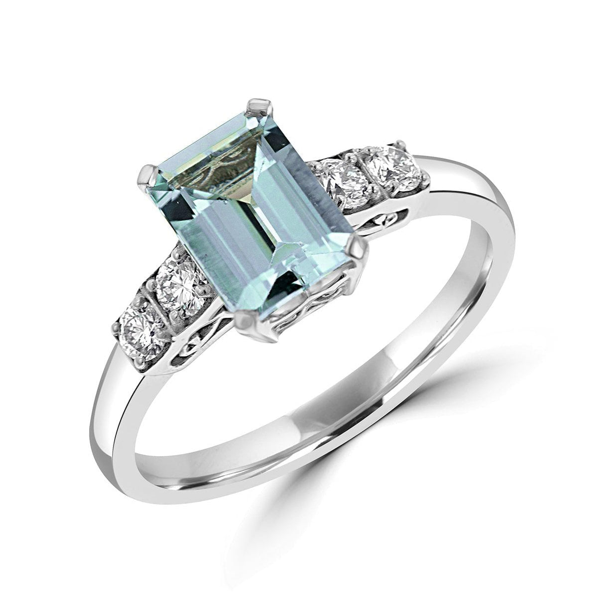 18ct White Gold 1ct Aquamarine and Diamond Ring