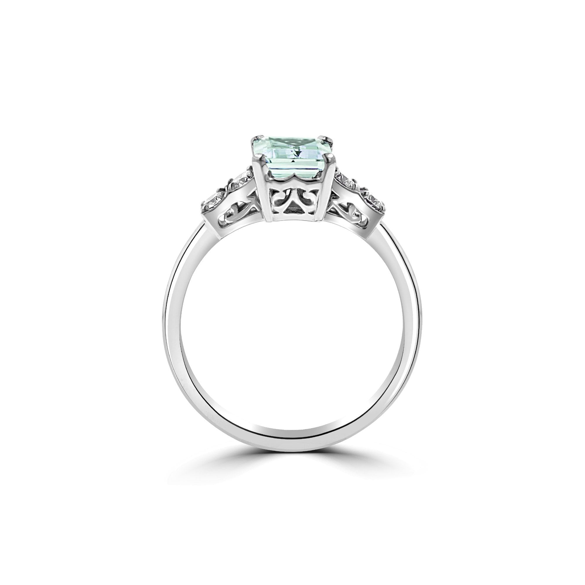 18ct White Gold 1ct Aquamarine and Diamond Ring