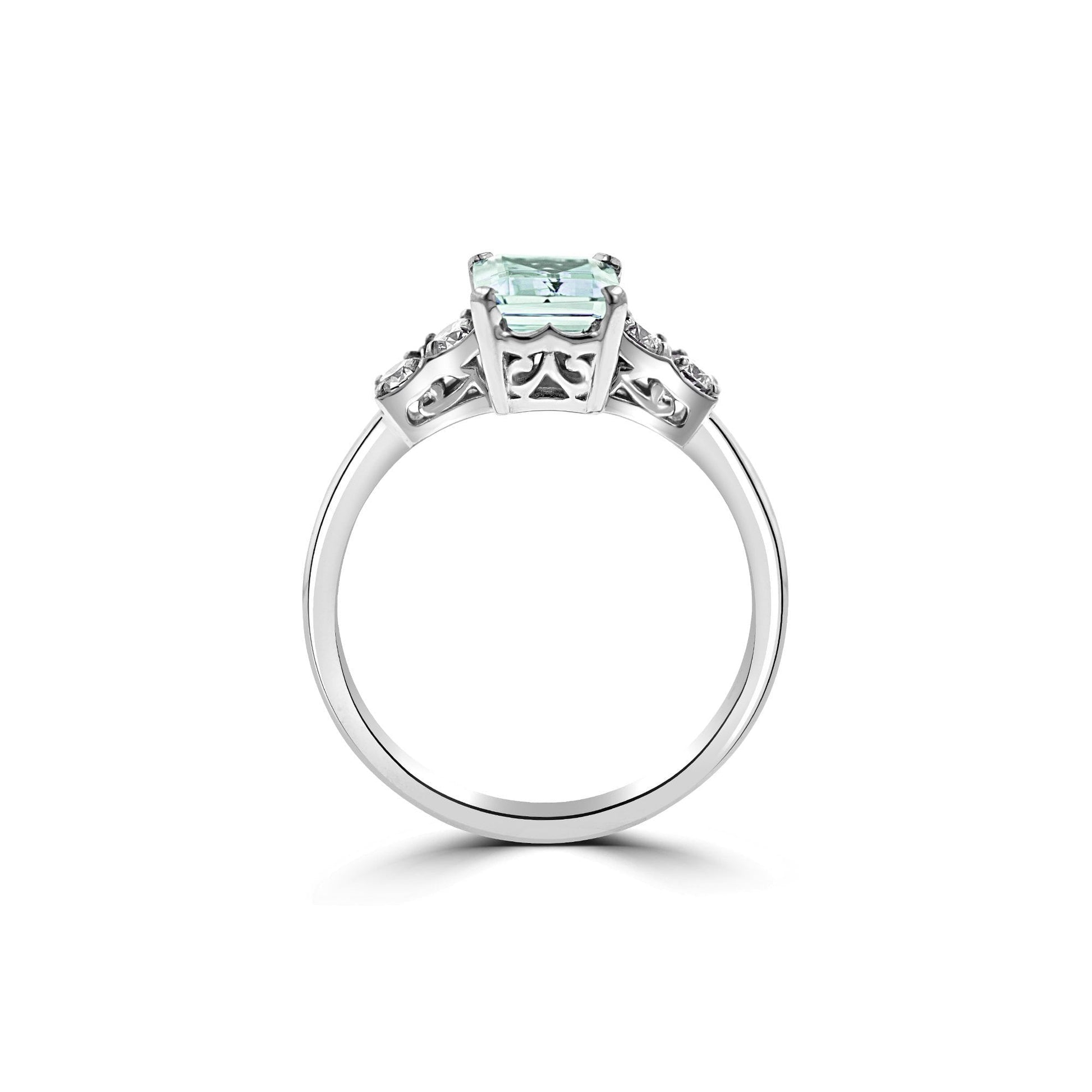 18ct White Gold 1ct Aquamarine and Diamond Ring