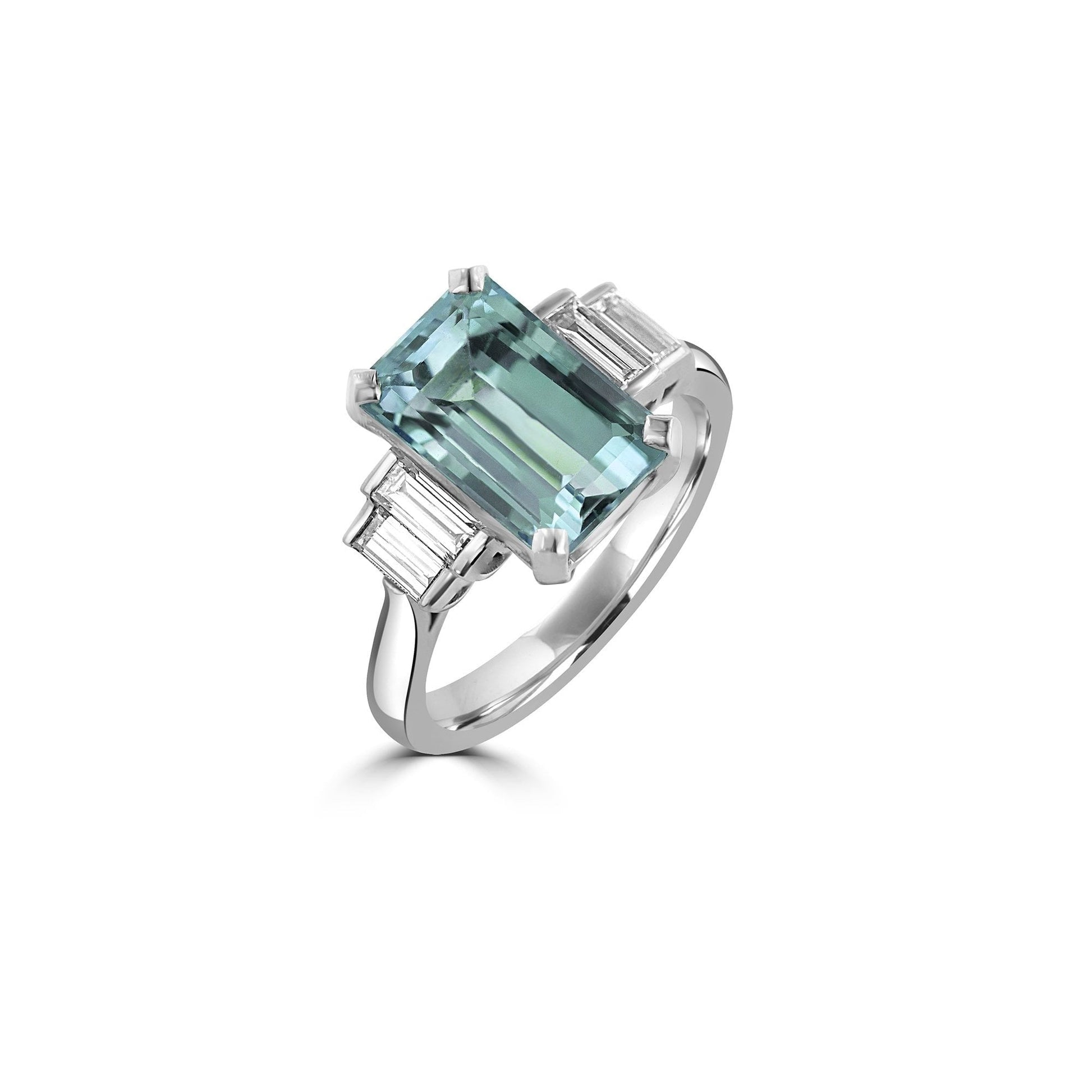 Platinum 4.92ct Aquamarine and Diamond Ring