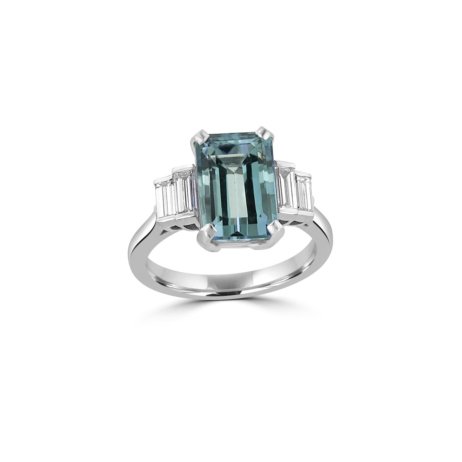 Platinum 4.92ct Aquamarine and Diamond Ring