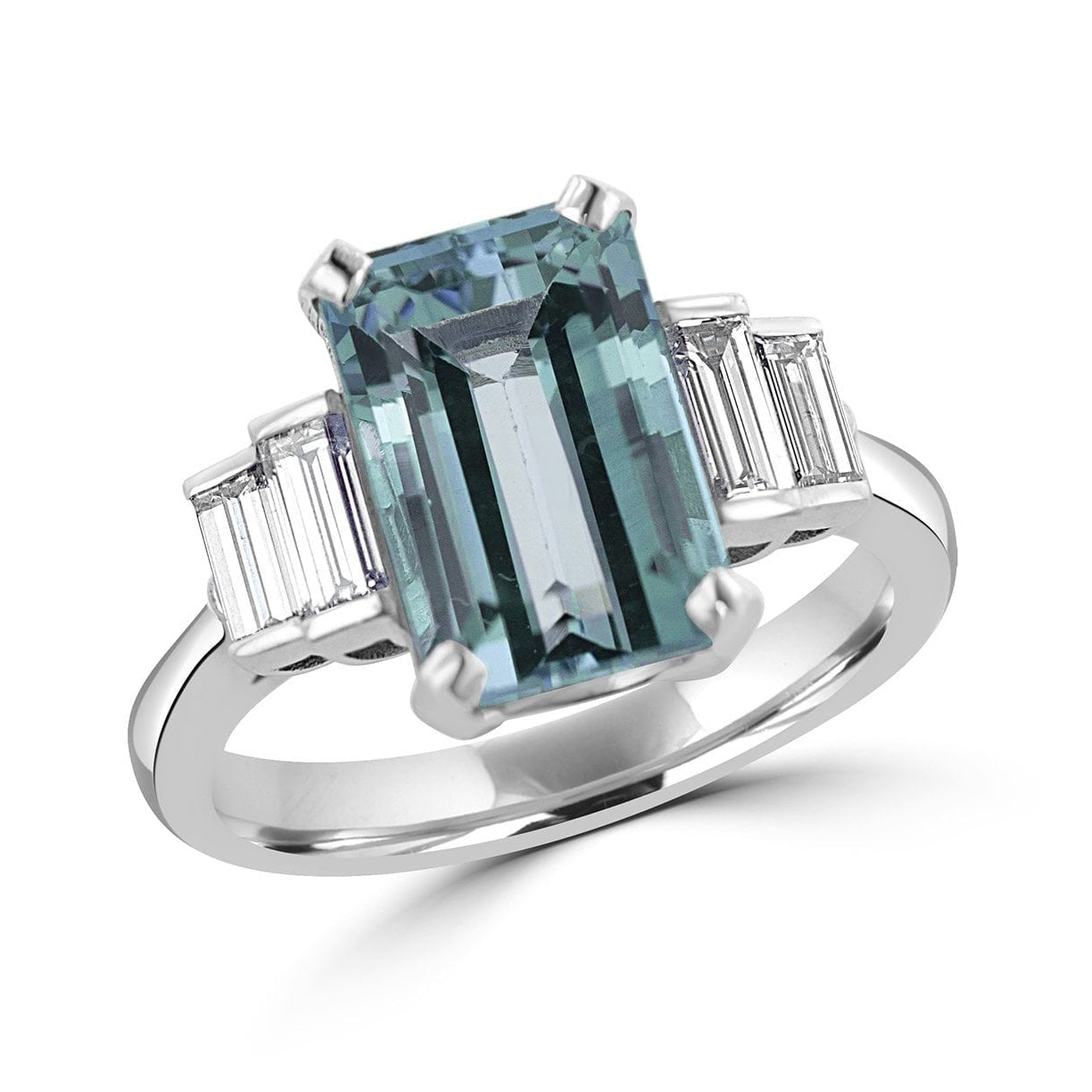 Platinum 4.92ct Aquamarine and Diamond Ring