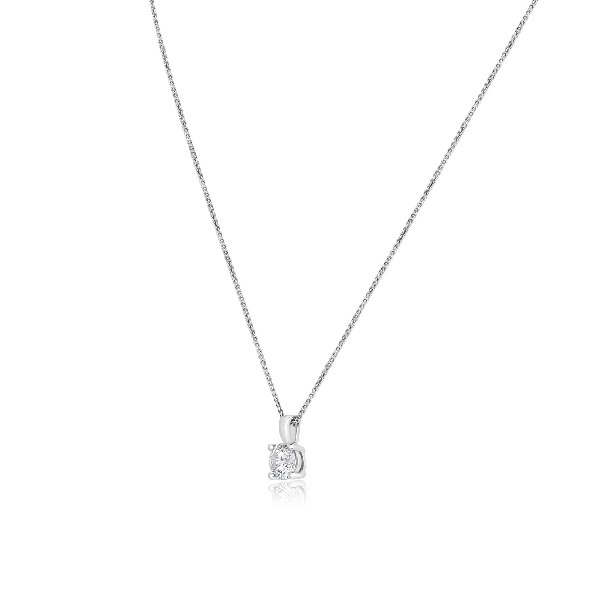 18ct White Gold 1ct Round Lab Grown Diamond Necklace