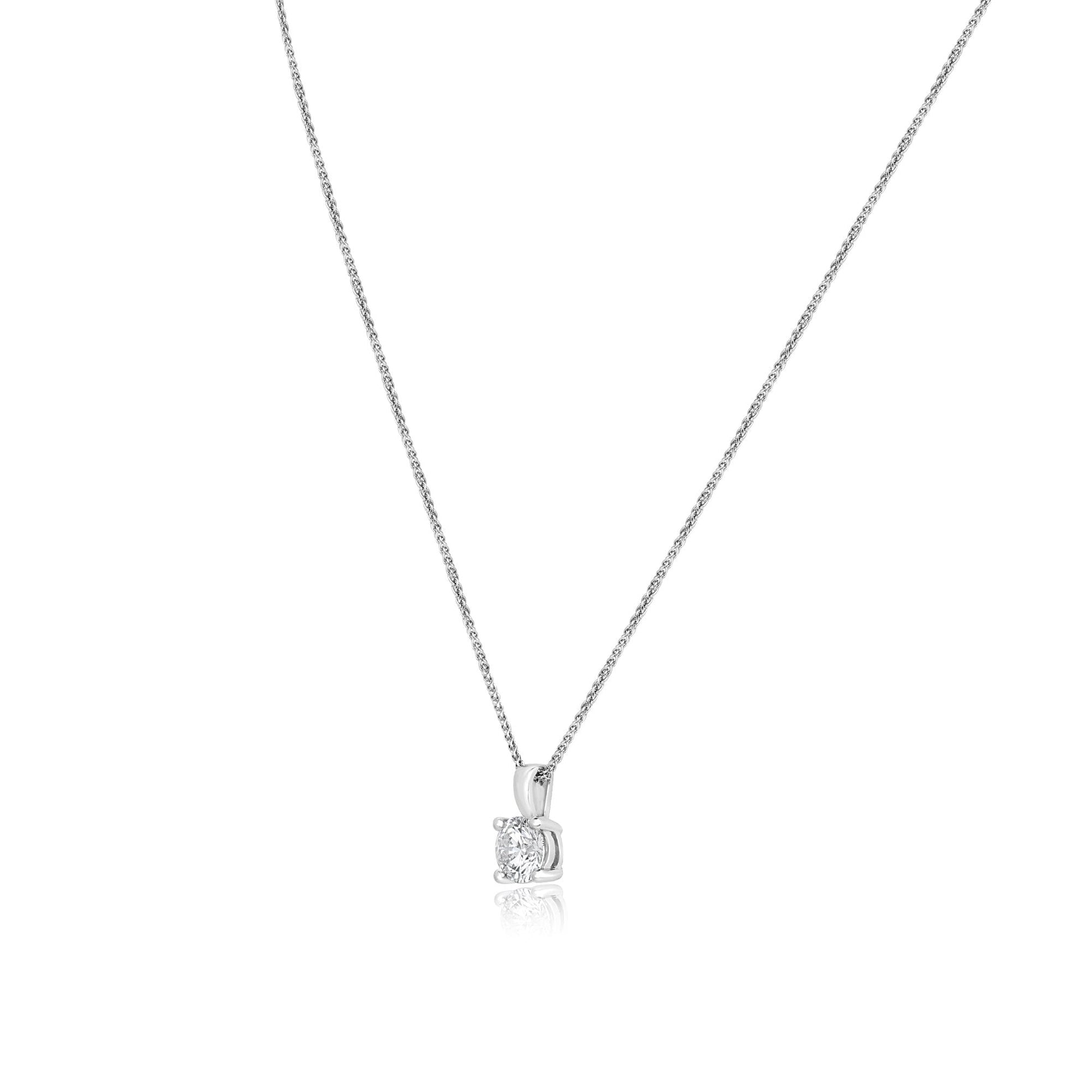 18ct White Gold 1ct Round Lab Grown Diamond Necklace