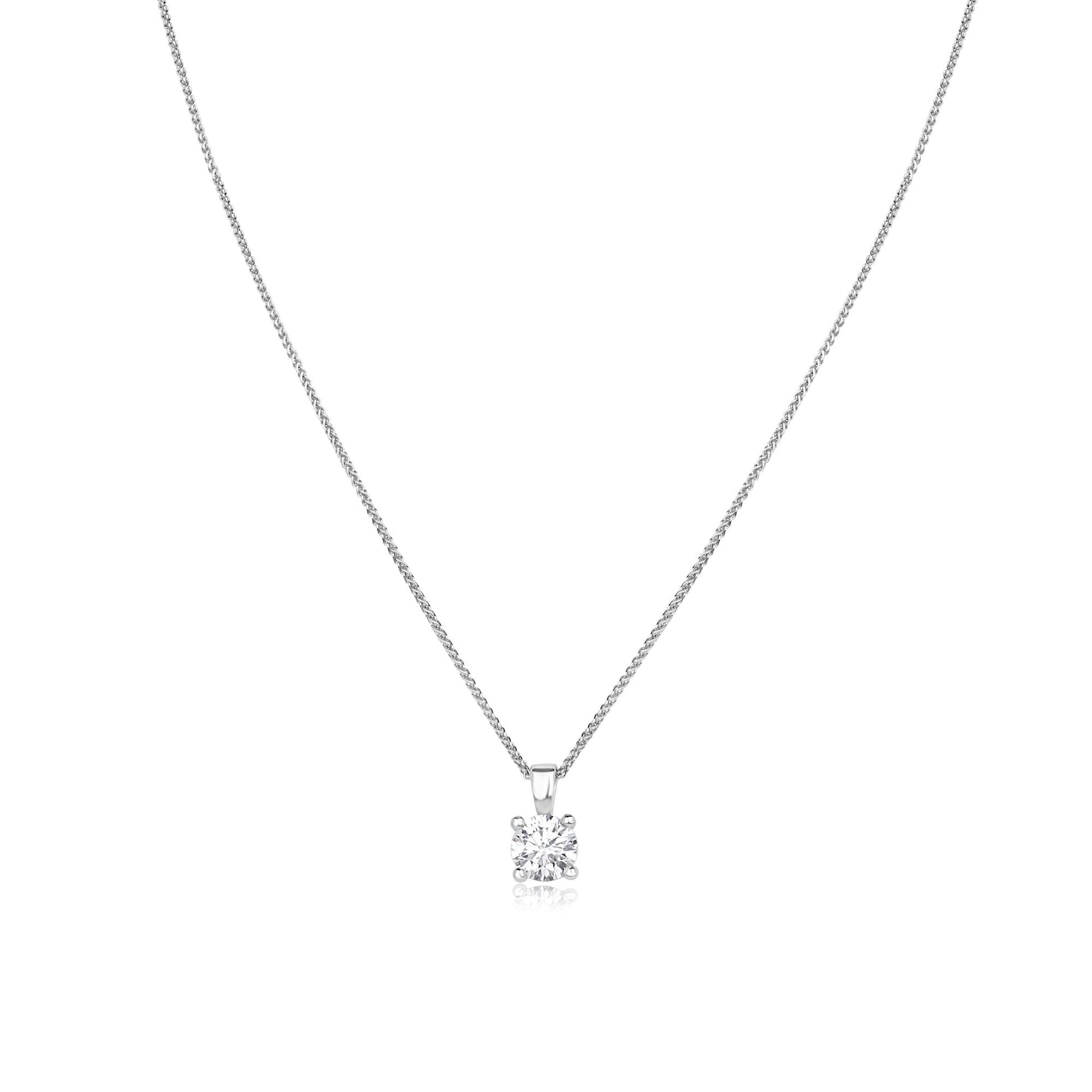 18ct White Gold 1ct Round Lab Grown Diamond Necklace