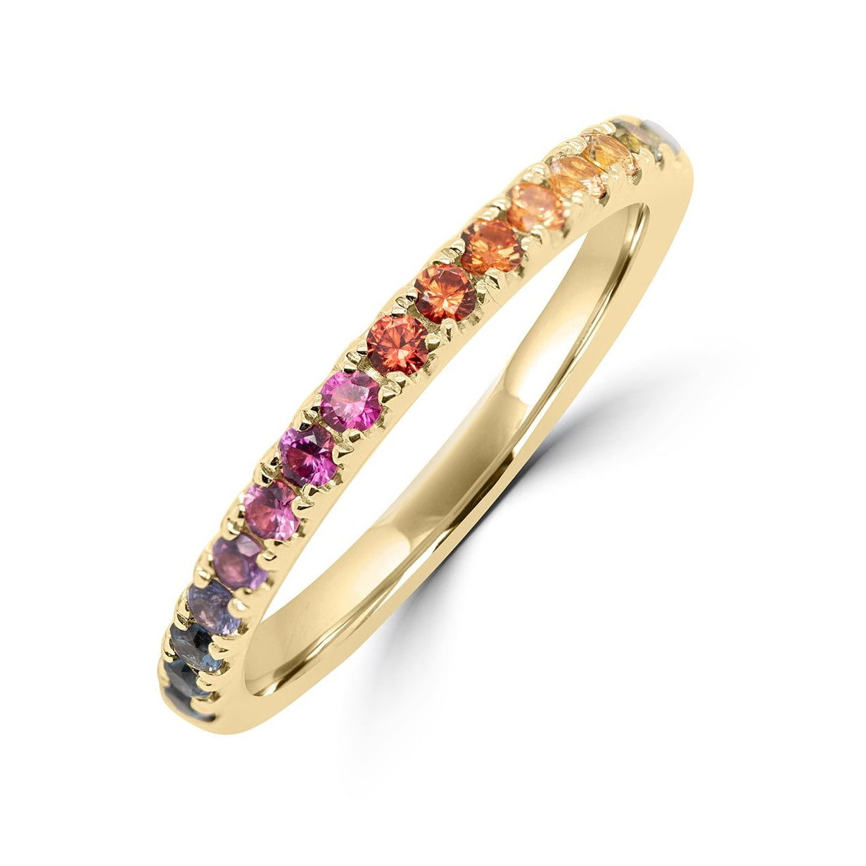 18ct Yellow Gold Band Ring With Rainbow Sapphires