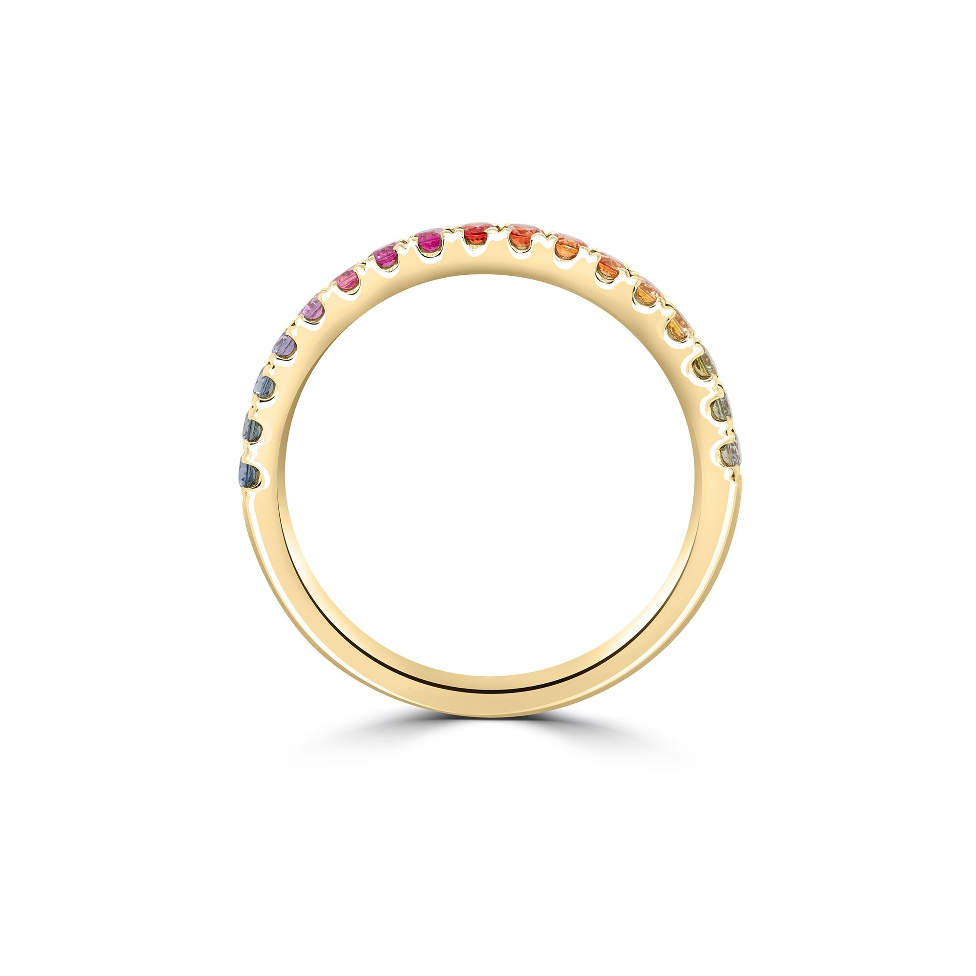 18ct Yellow Gold Band Ring With Rainbow Sapphires