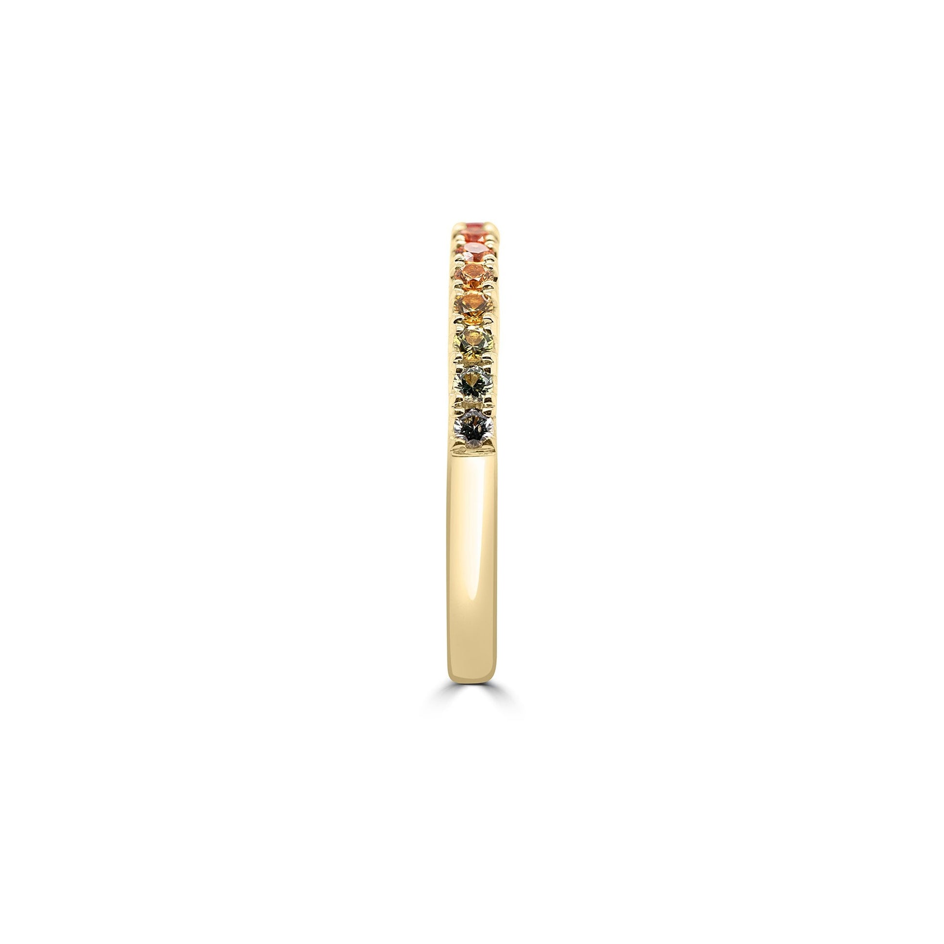 18ct Yellow Gold Band Ring With Rainbow Sapphires