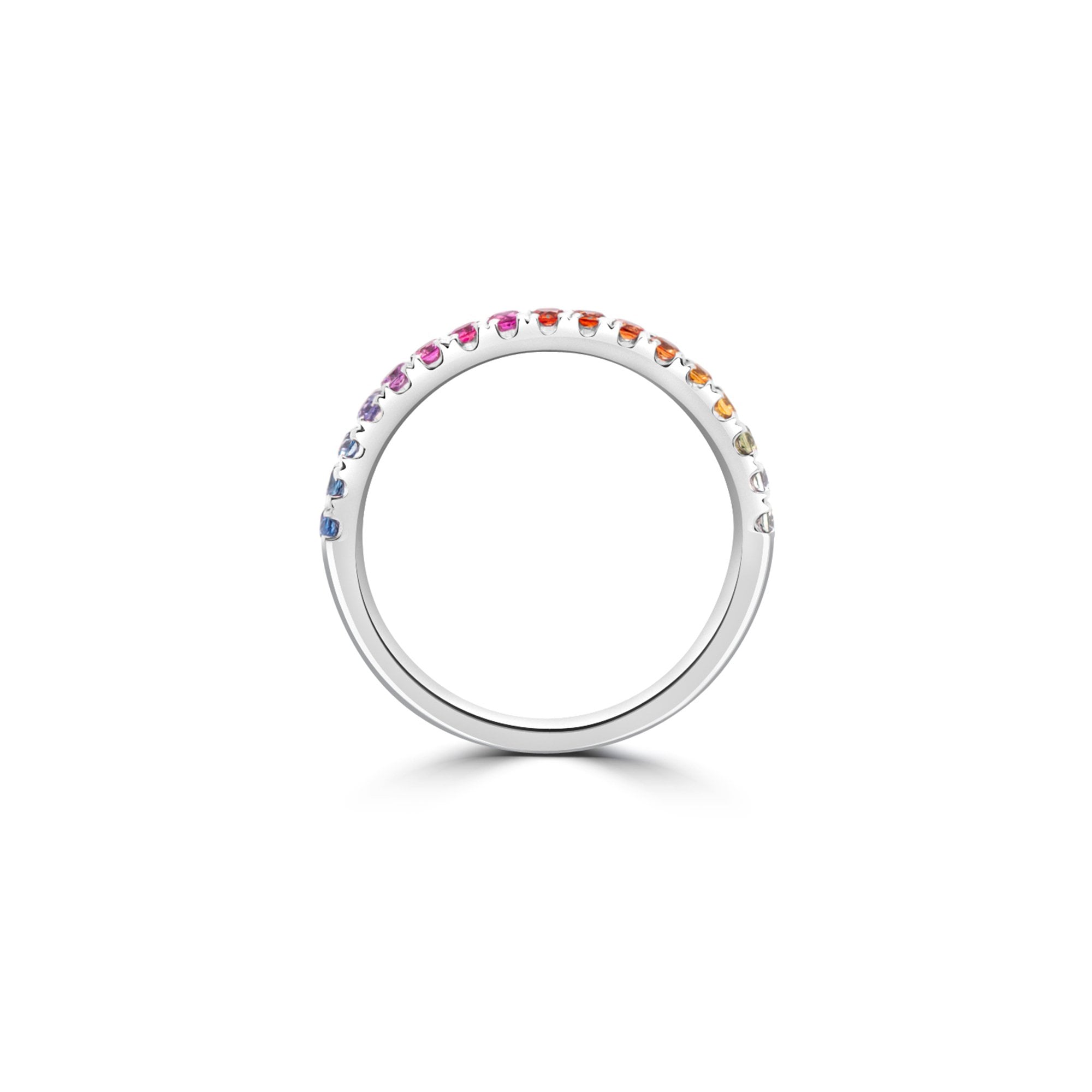 18ct White Gold Band Ring With Rainbow Sapphires