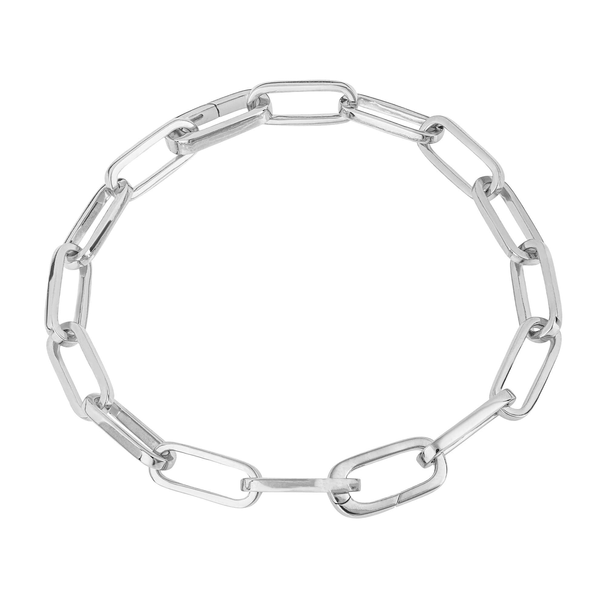 Silver Long Oval Link Chunky Bracelet