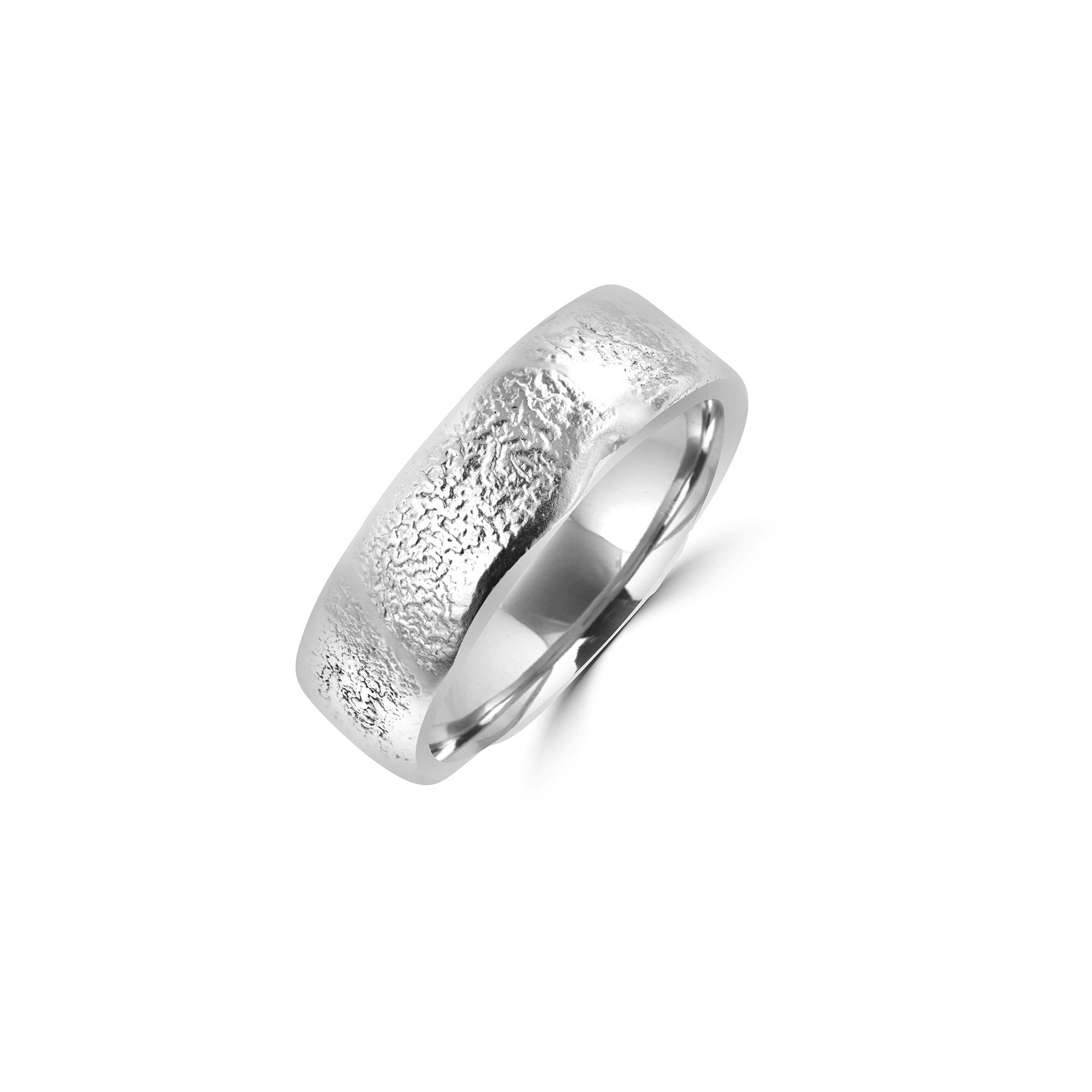 Avanti Lunar Ring 6.5mm width with Reticulated Melted Silver