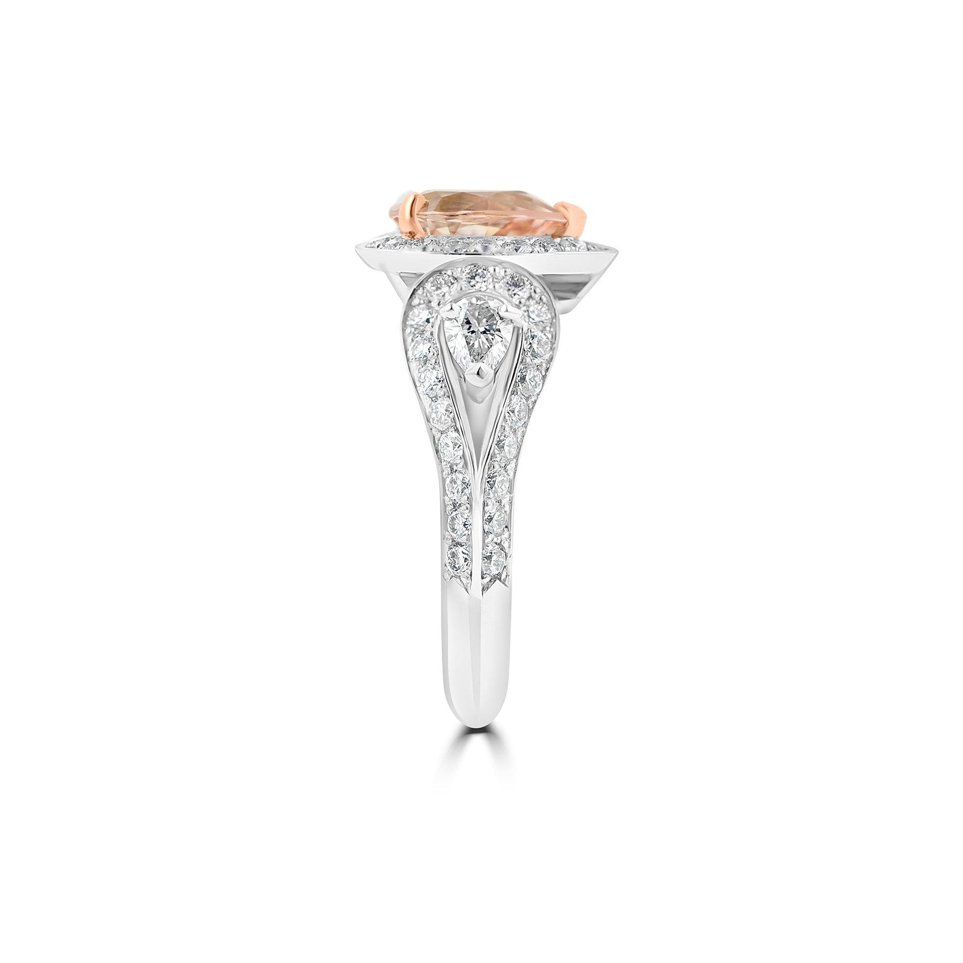 Platinum 1.36ct Natural Padparadscha Sapphire and Diamond Halo Ring