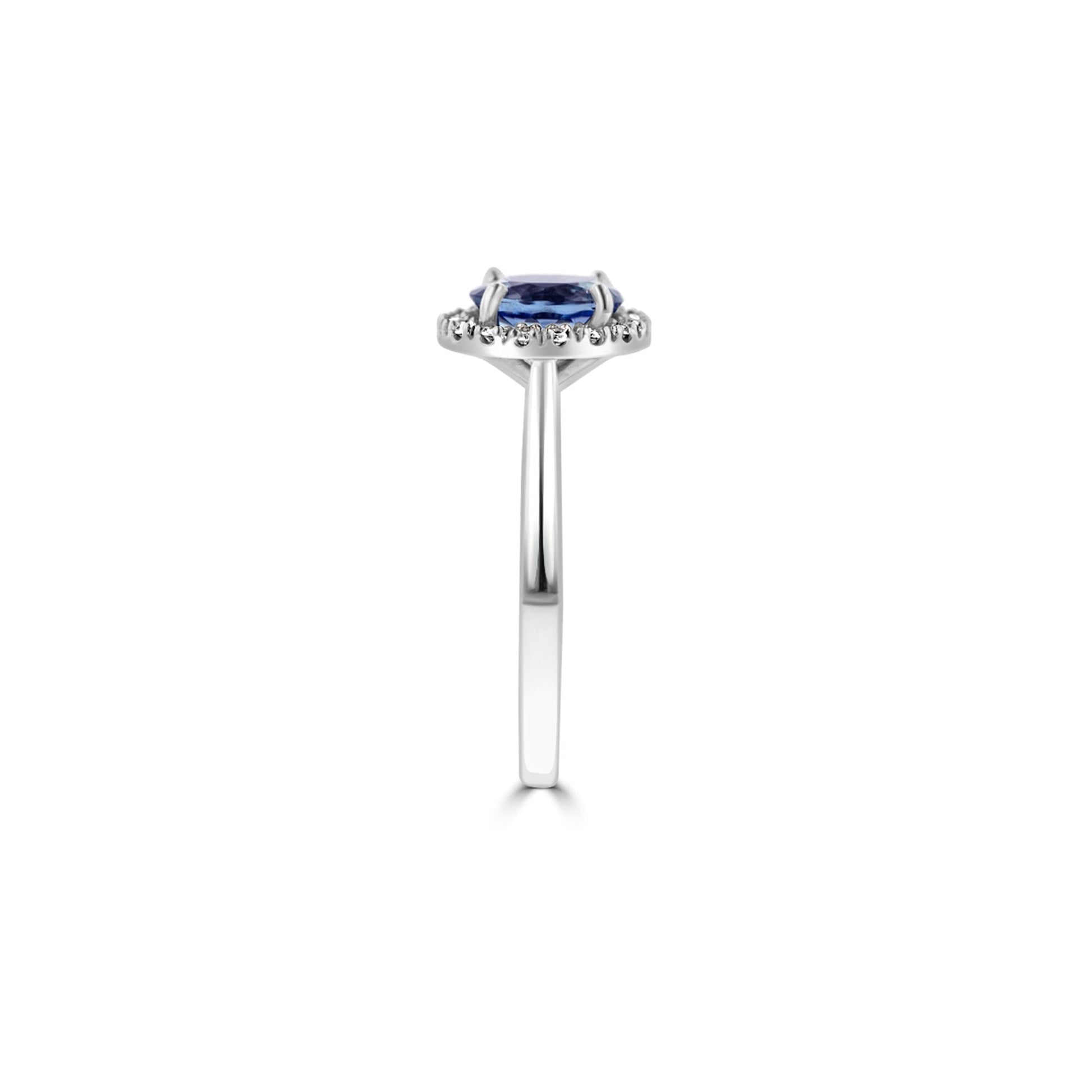 1.30ct Oval Tanzanite and Diamond Halo Ring