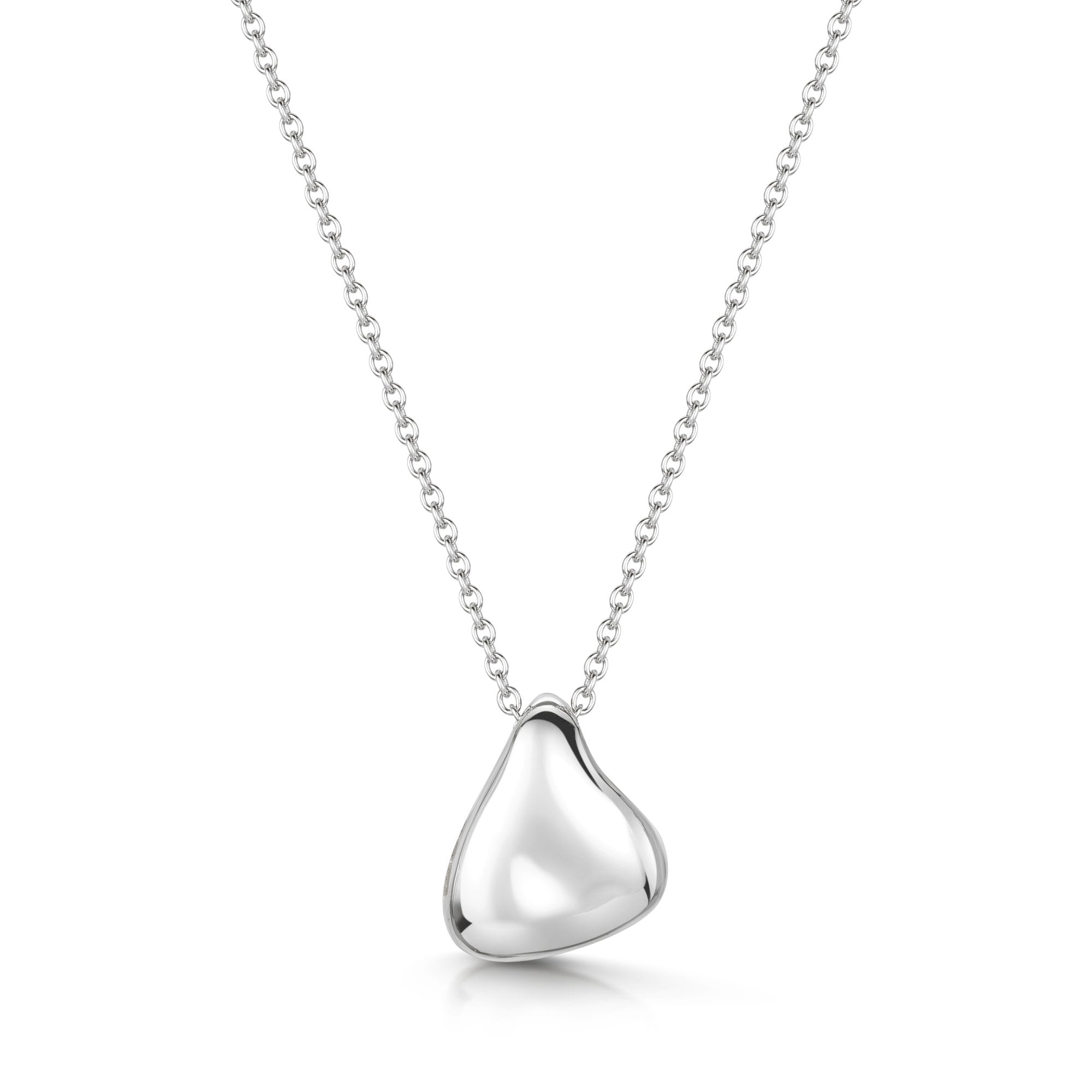 Unique Silver Pebble Pendant with Adjustable Trace Chain