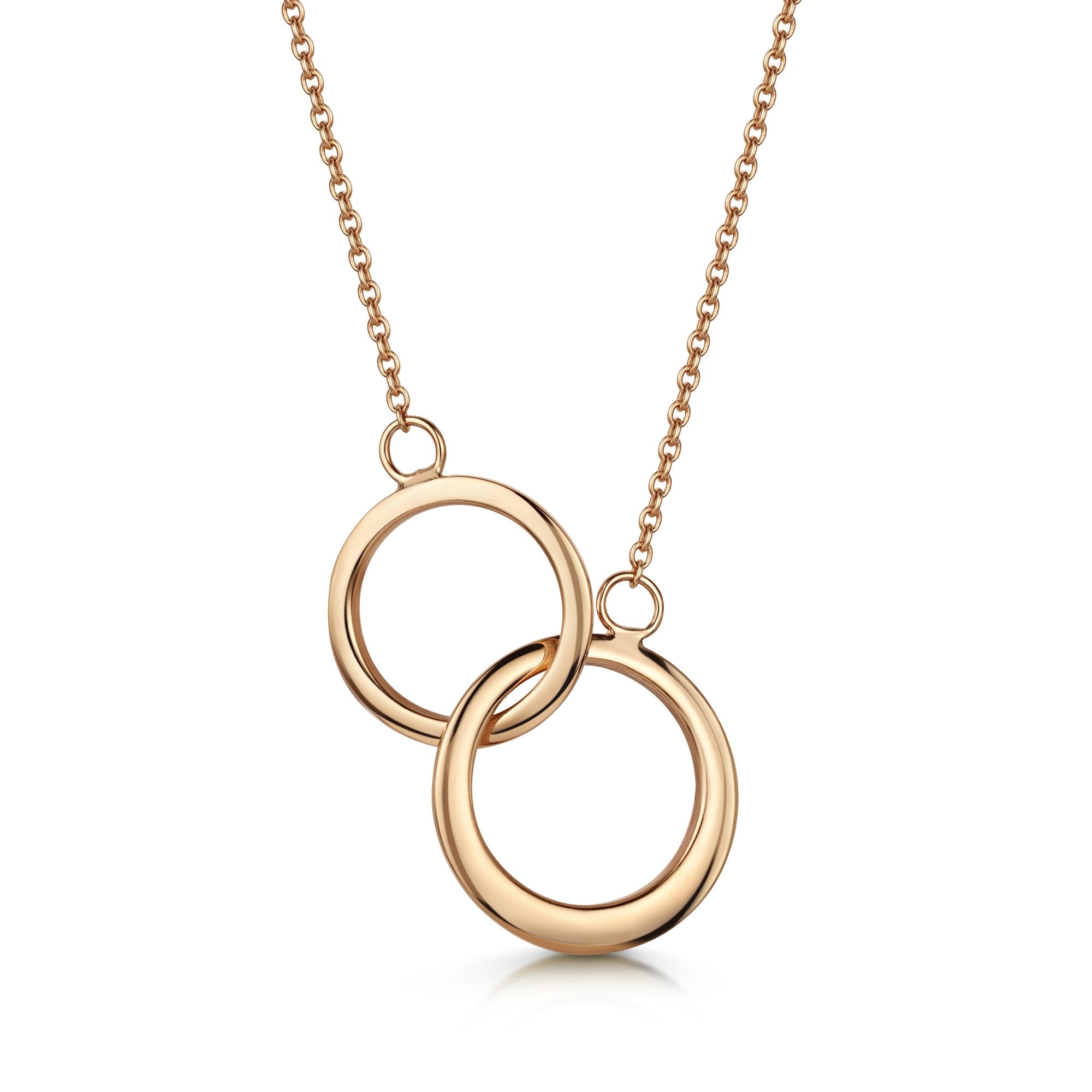 9ct Rose Gold Interlocking Double Circle Necklace