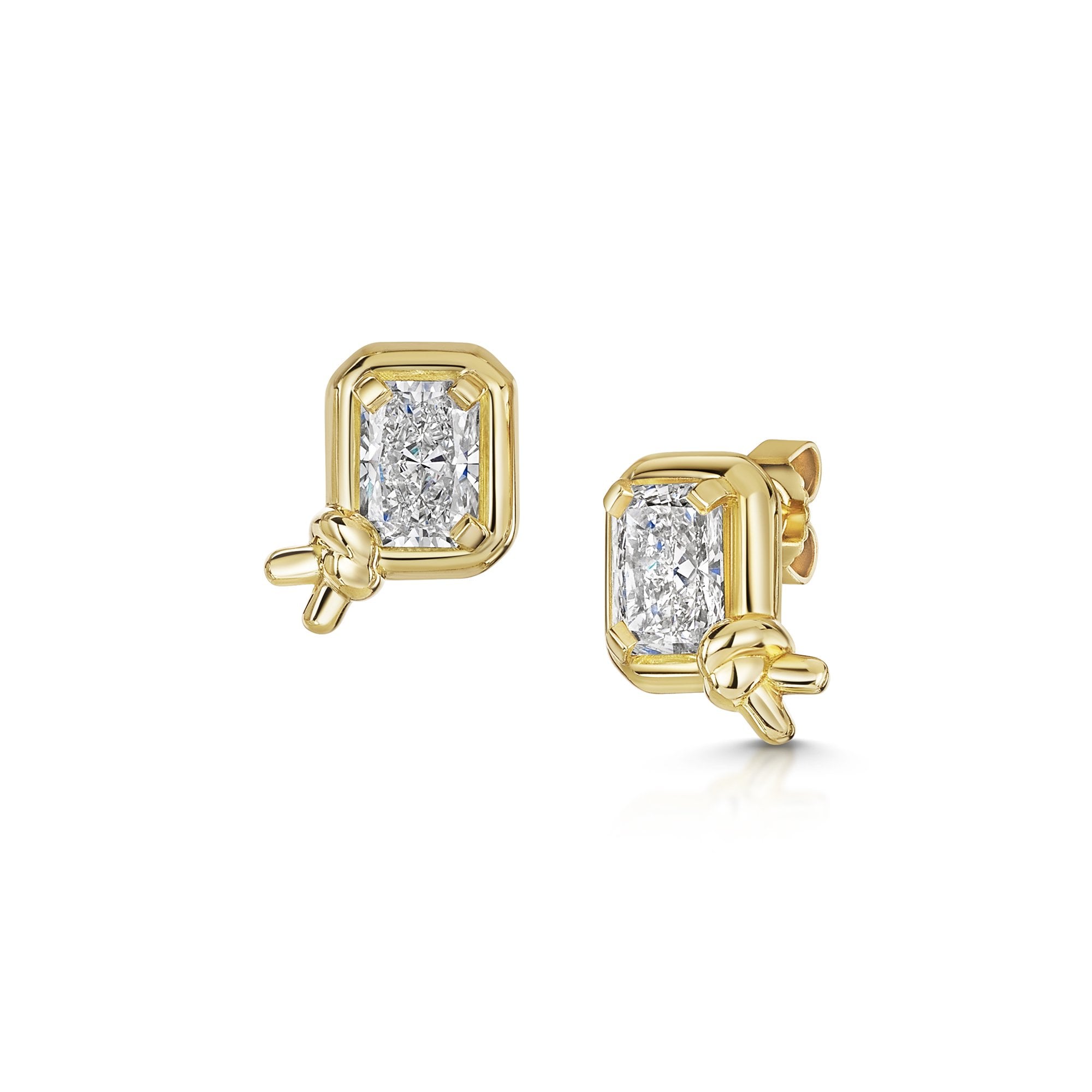 18ct Yellow Gold 2ct Lab Grown Diamond Love Knot Stud Earrings
