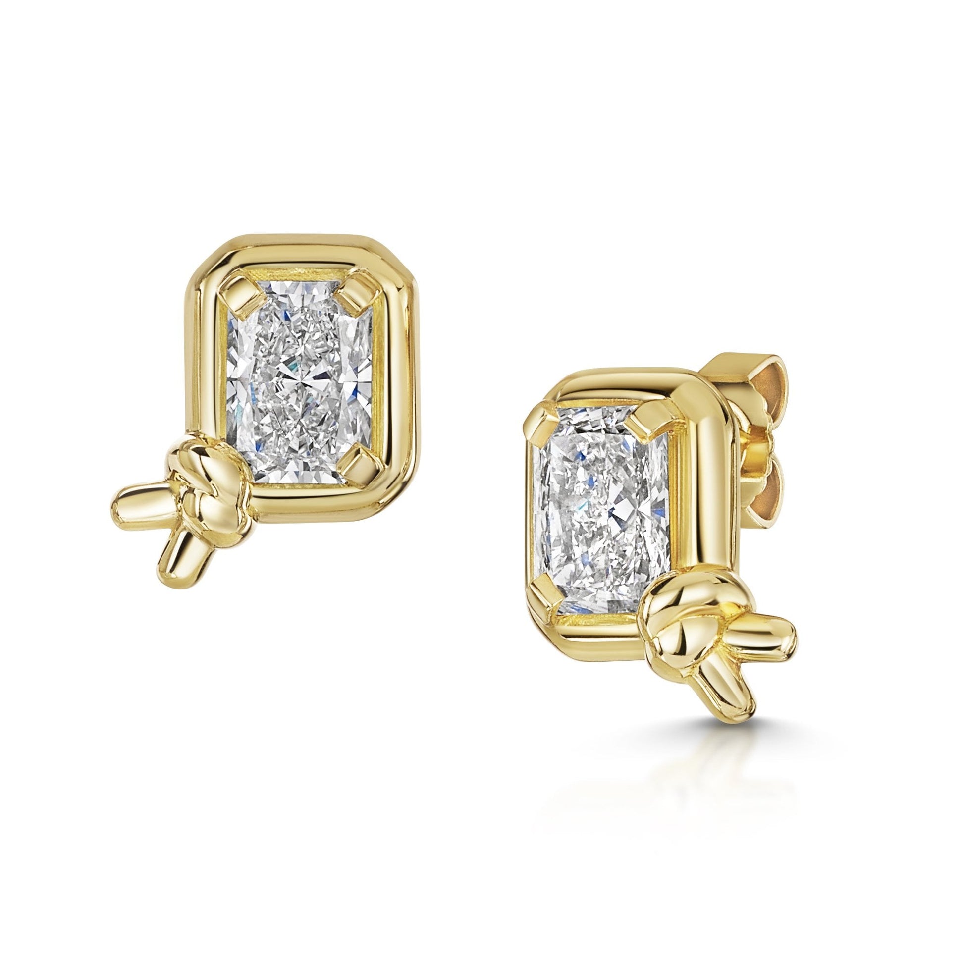 18ct Yellow Gold 2ct Lab Grown Diamond Love Knot Stud Earrings