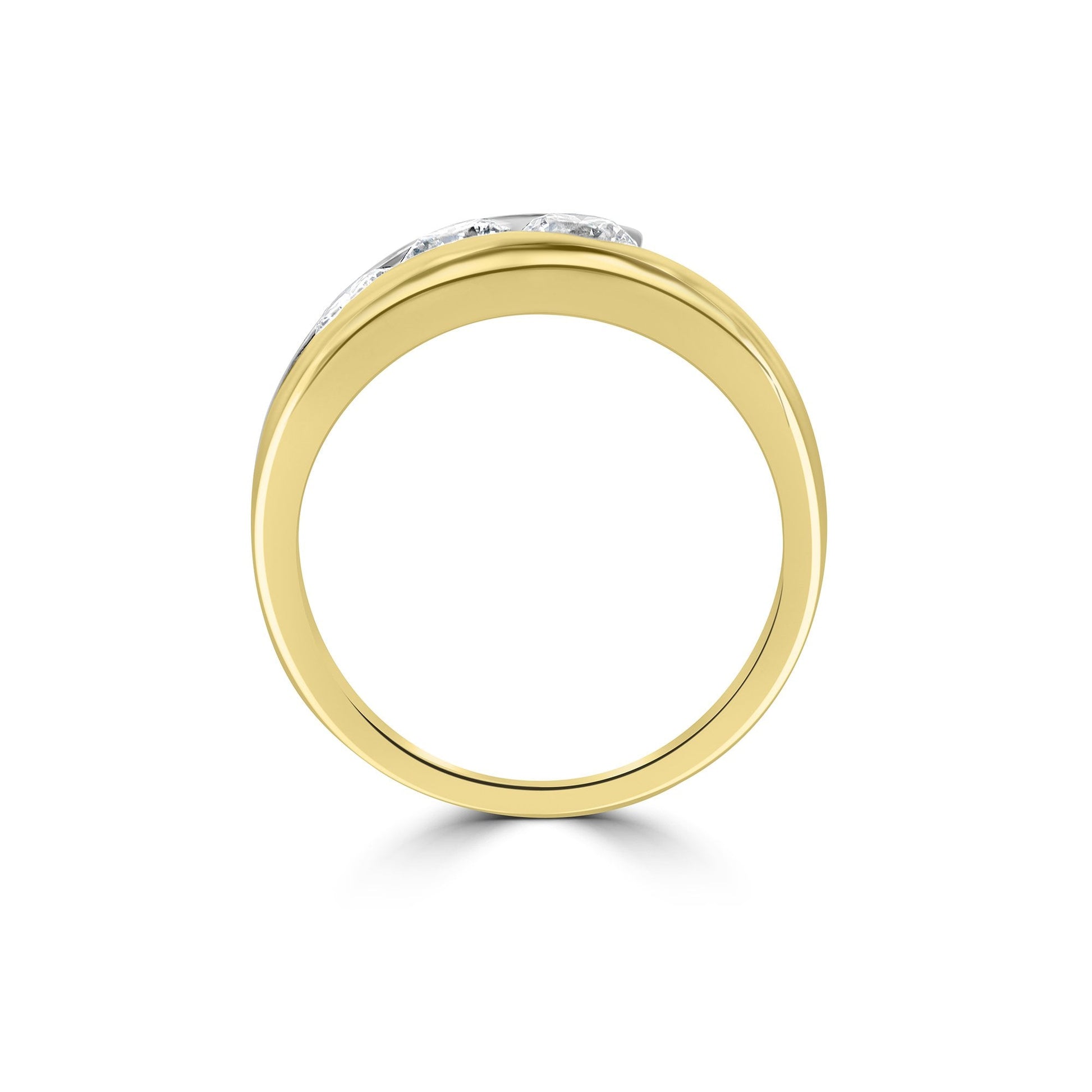 18ct Mixed Gold Three Stone Diamond Low Set Ring