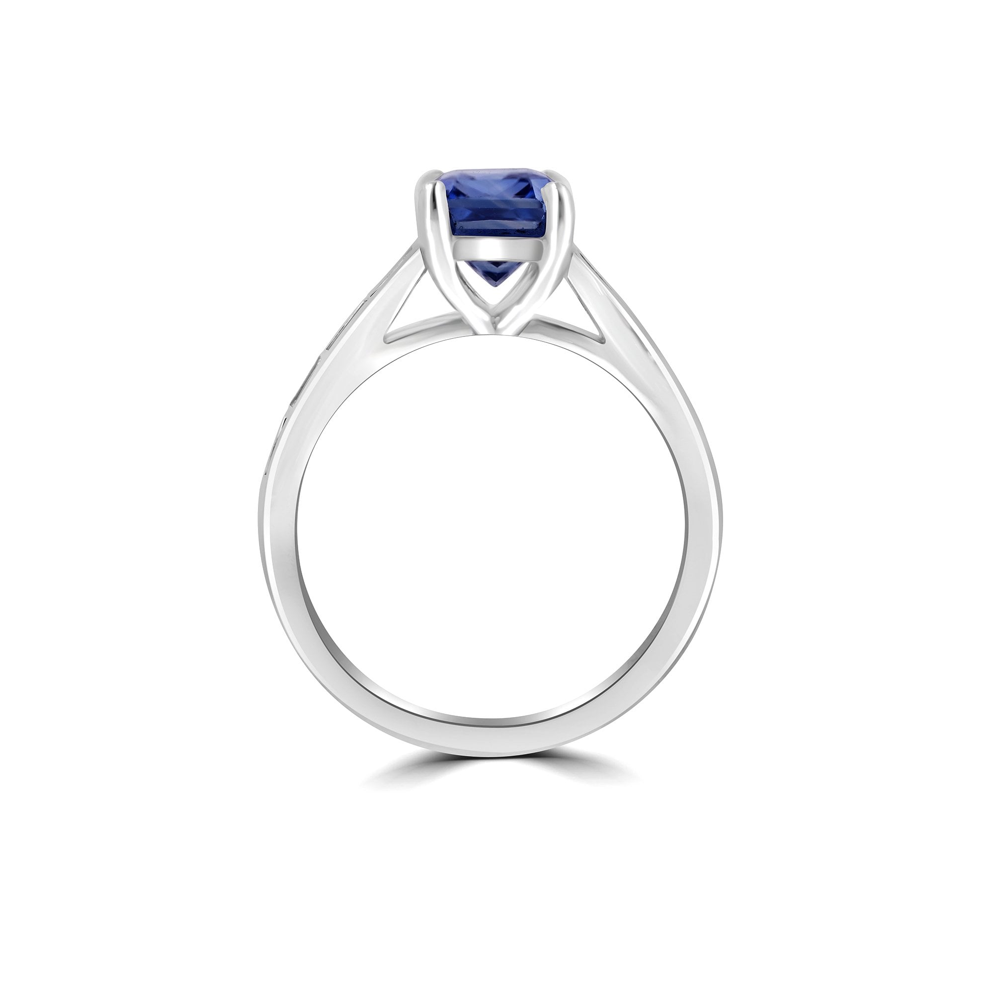 Platinum Engagement Ring with a 3.05ct Octagonal Light Blue Ceylon Sapphire