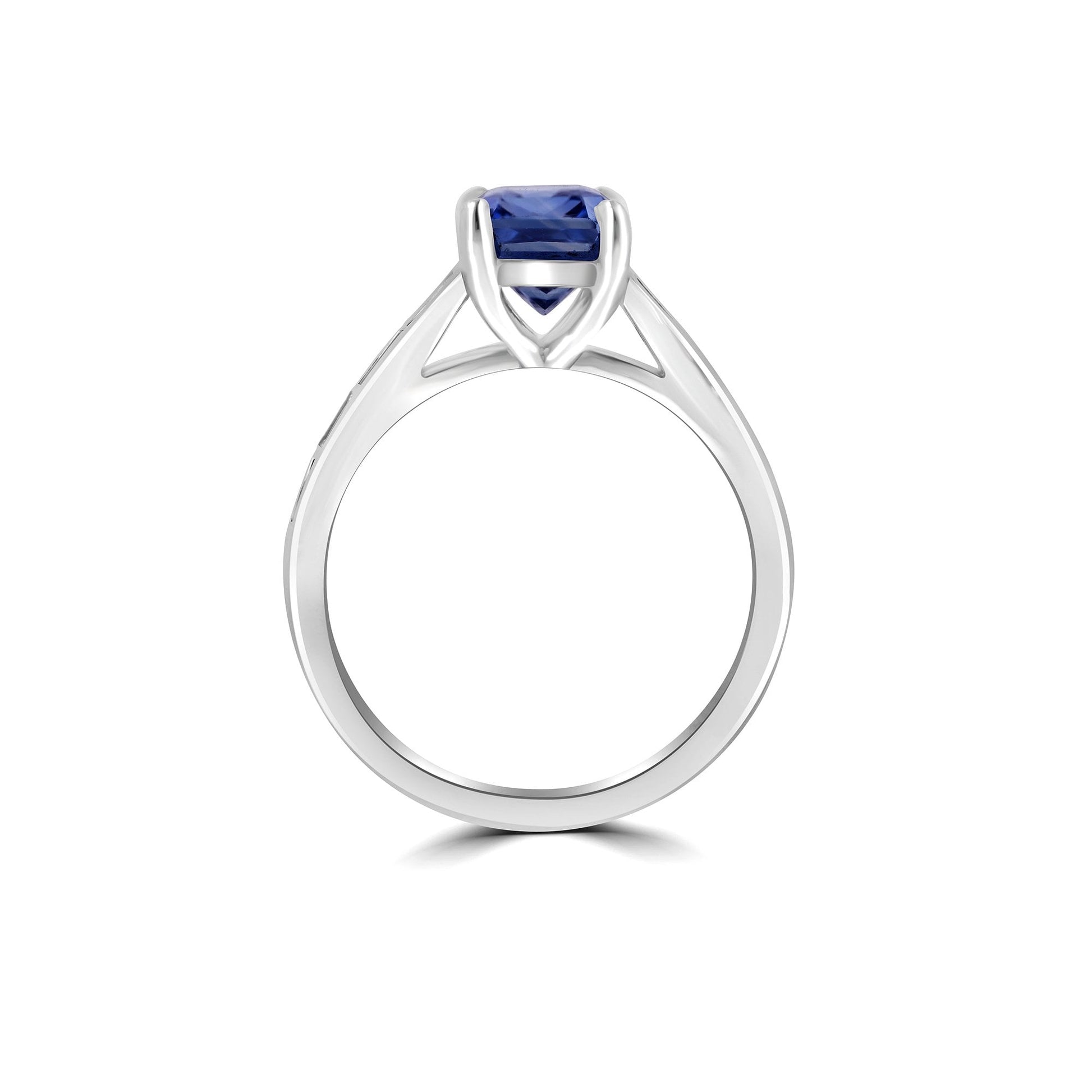 Platinum Engagement Ring with a 3.05ct Octagonal Light Blue Ceylon Sapphire