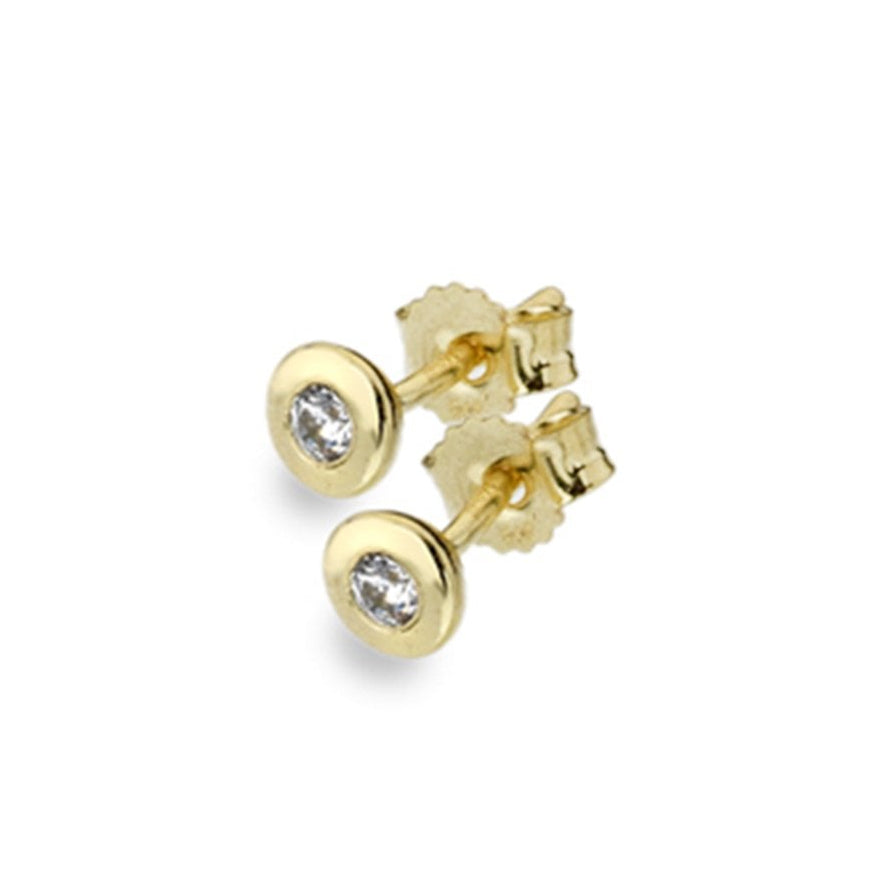 9ct Yellow Gold and Cubic Zirconia Stud Earrings