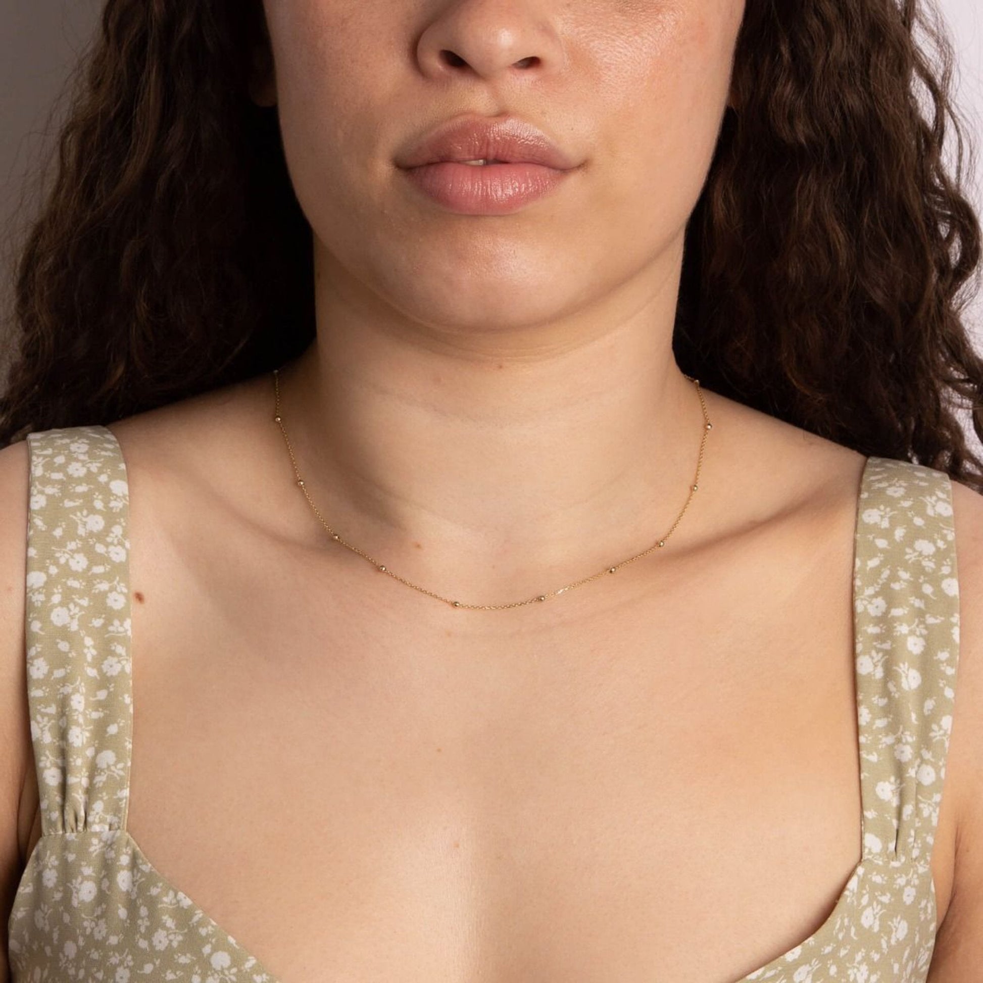Delicate 9ct Yellow Gold Beaded Stacking Chain