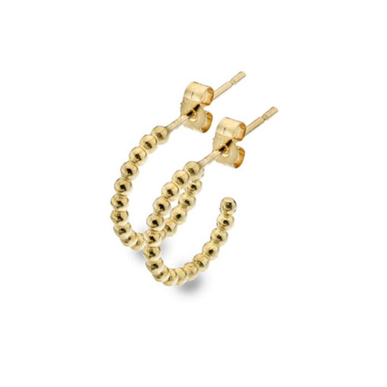 9ct Yellow Gold Small 3/4 Bead Hoop Earrings