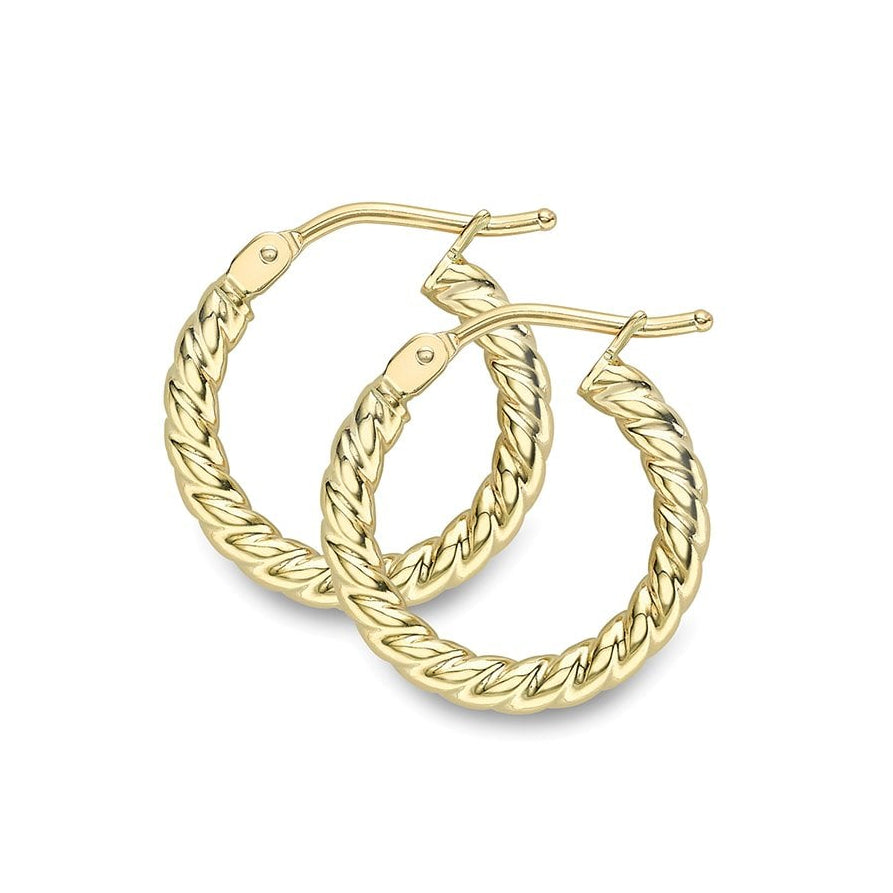 Twisted Hoop Earrings in 9ct Yellow Gold