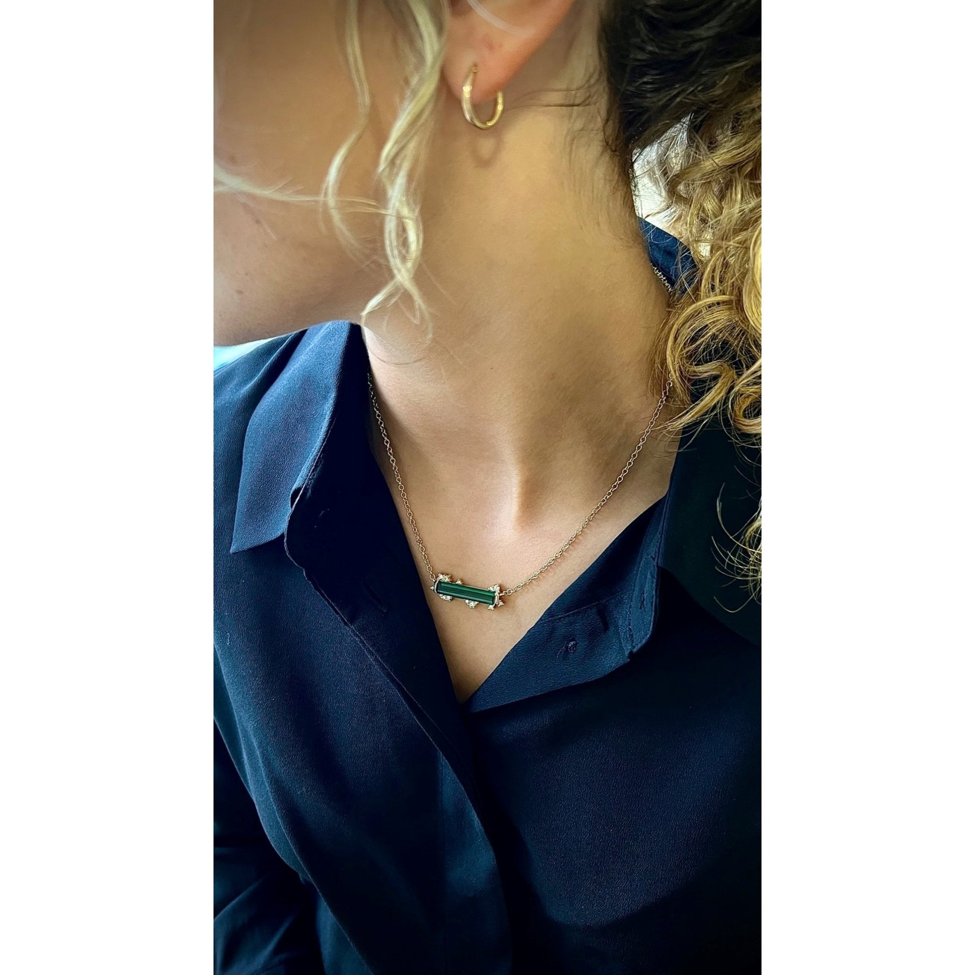 18ct Yellow Gold 5ct Tourmaline and Diamond Necklace