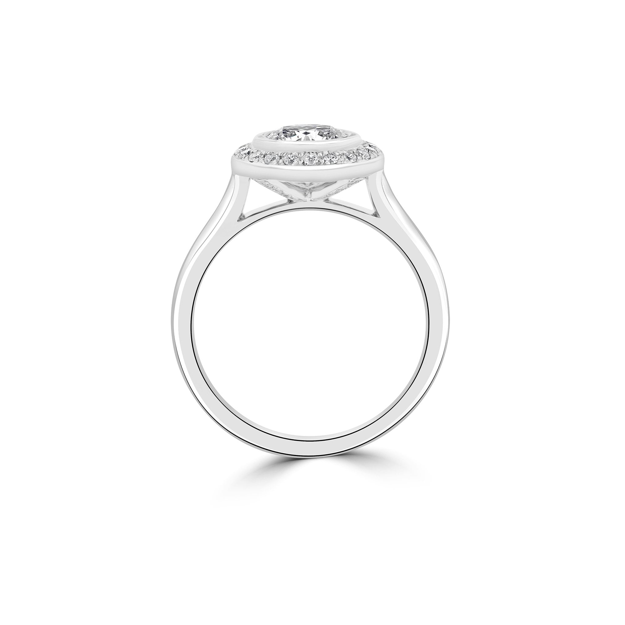 Platinum and Halo Diamond Pre-Owned Ring