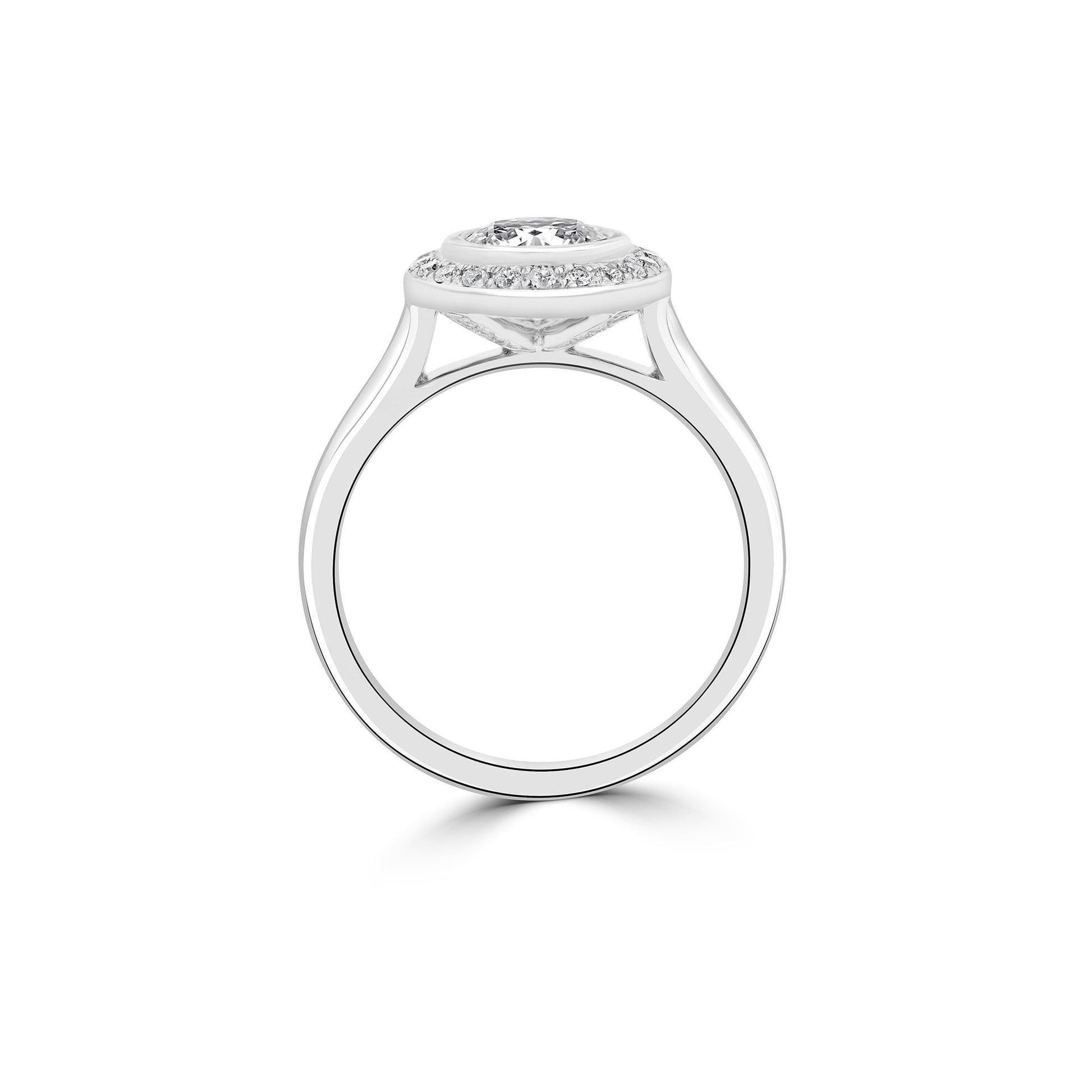 Platinum and Halo Diamond Pre-Owned Ring