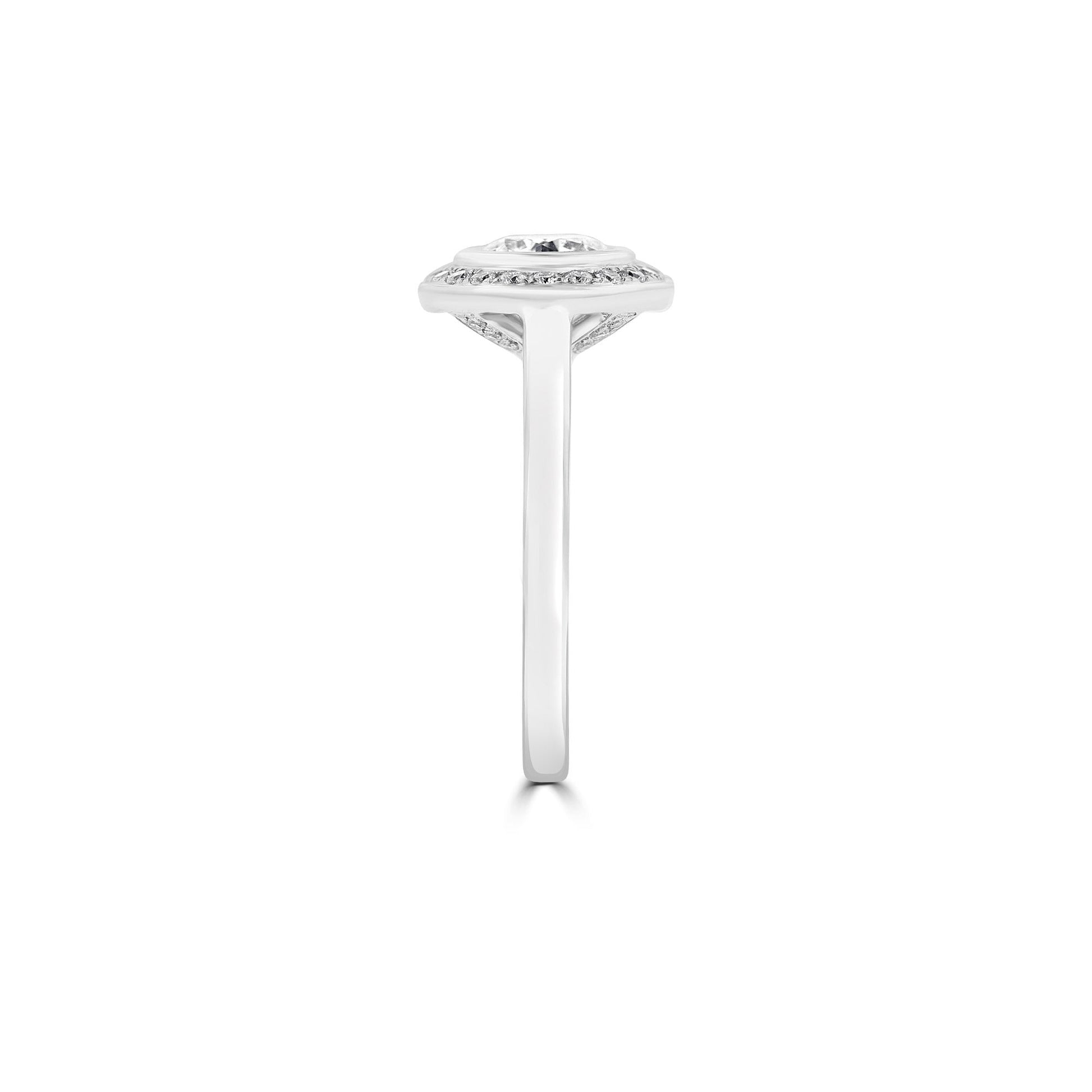 Platinum and Halo Diamond Pre-Owned Ring