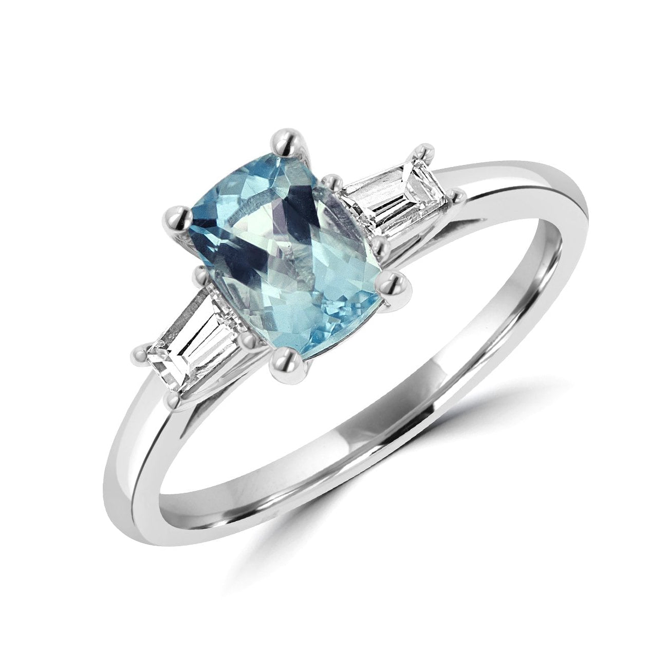 0.96ct Cushion Criss Cut Aquamarine and Diamond Ring