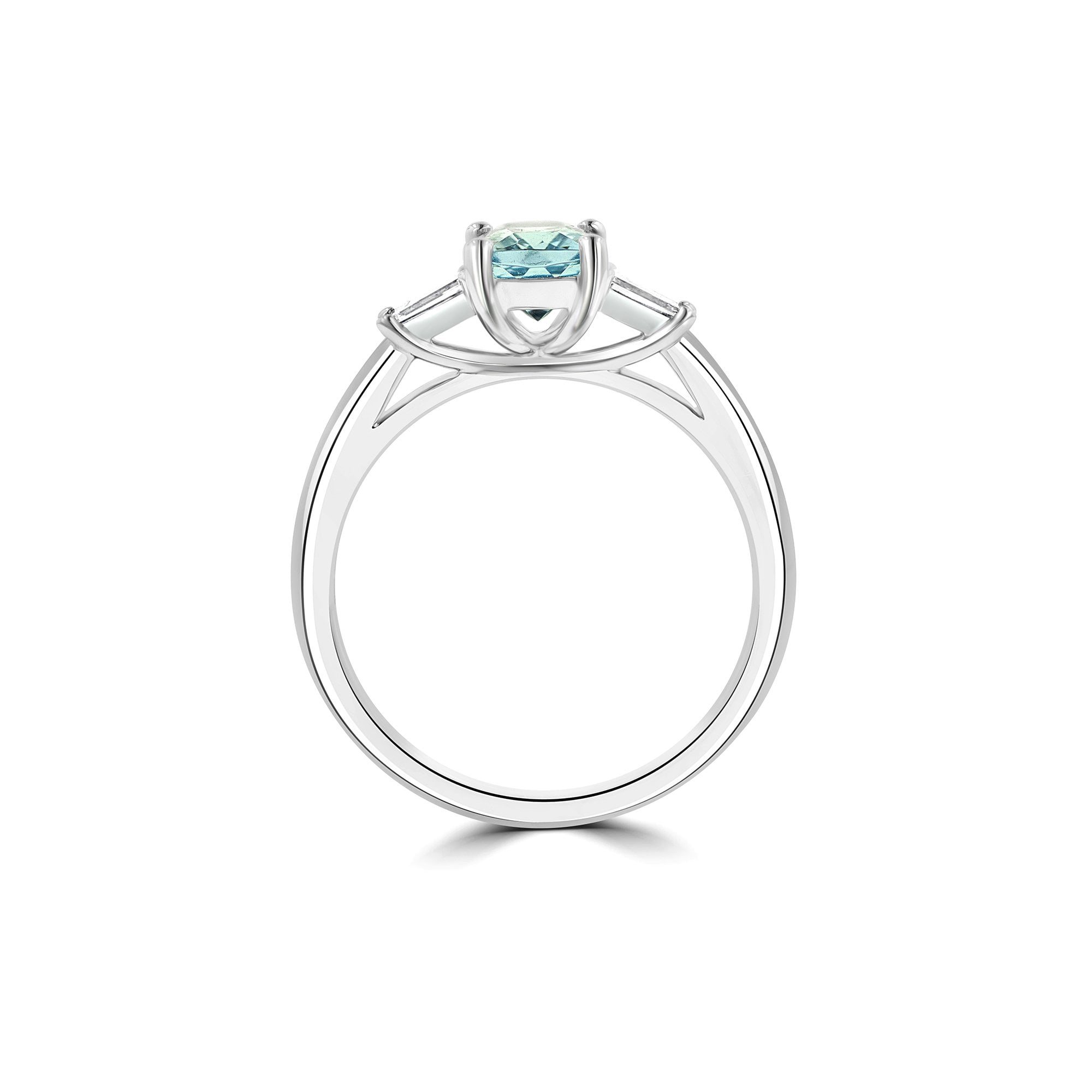 0.96ct Cushion Criss Cut Aquamarine and Diamond Ring