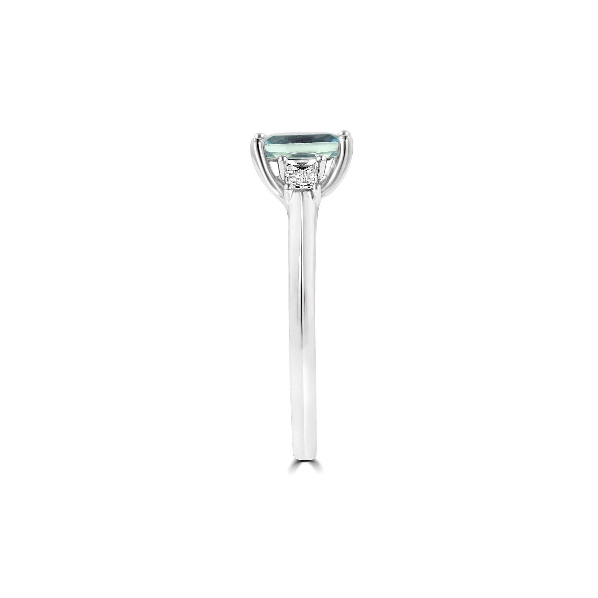 0.96ct Cushion Criss Cut Aquamarine and Diamond Ring