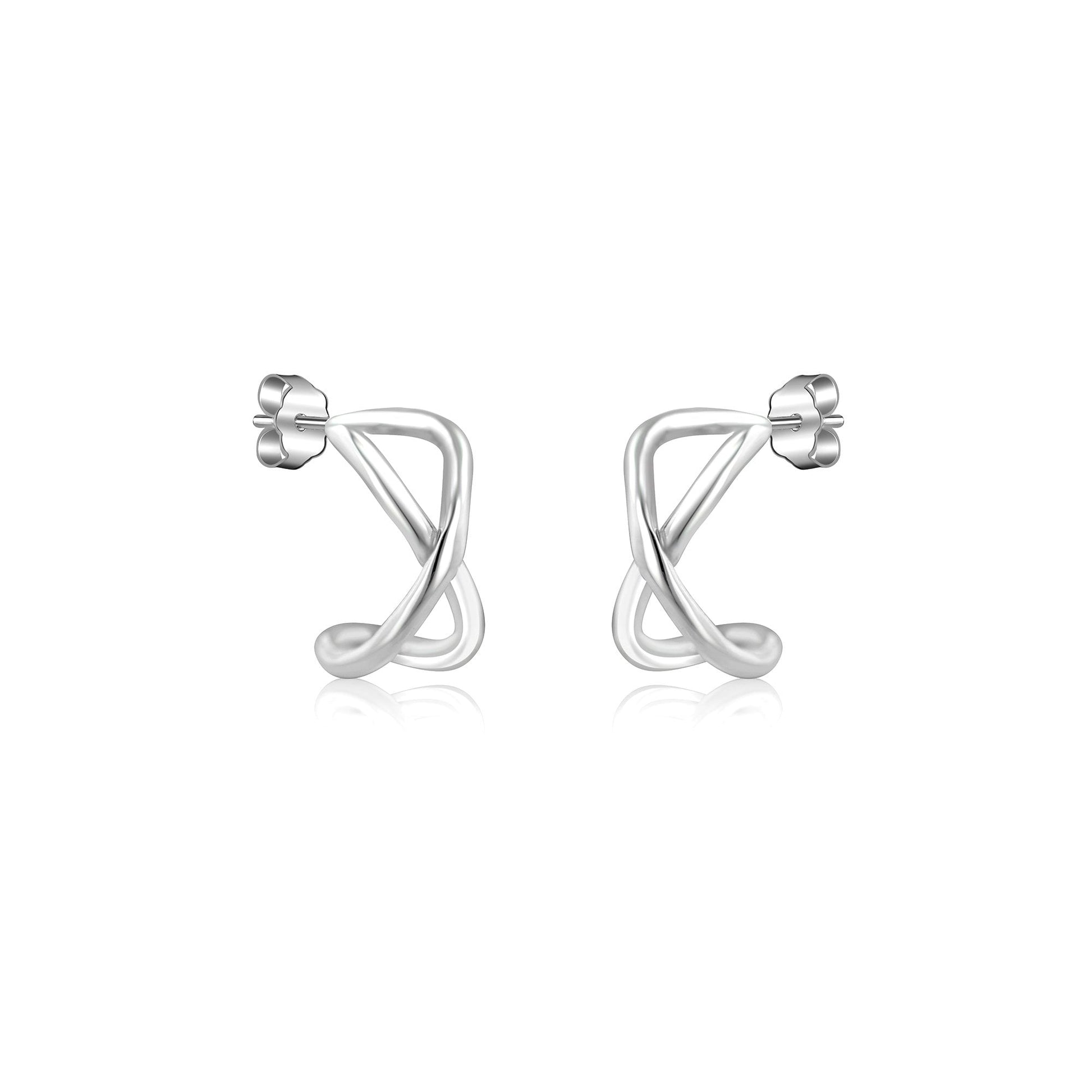 Sterling Silver Infinity Half Hoop Earrings