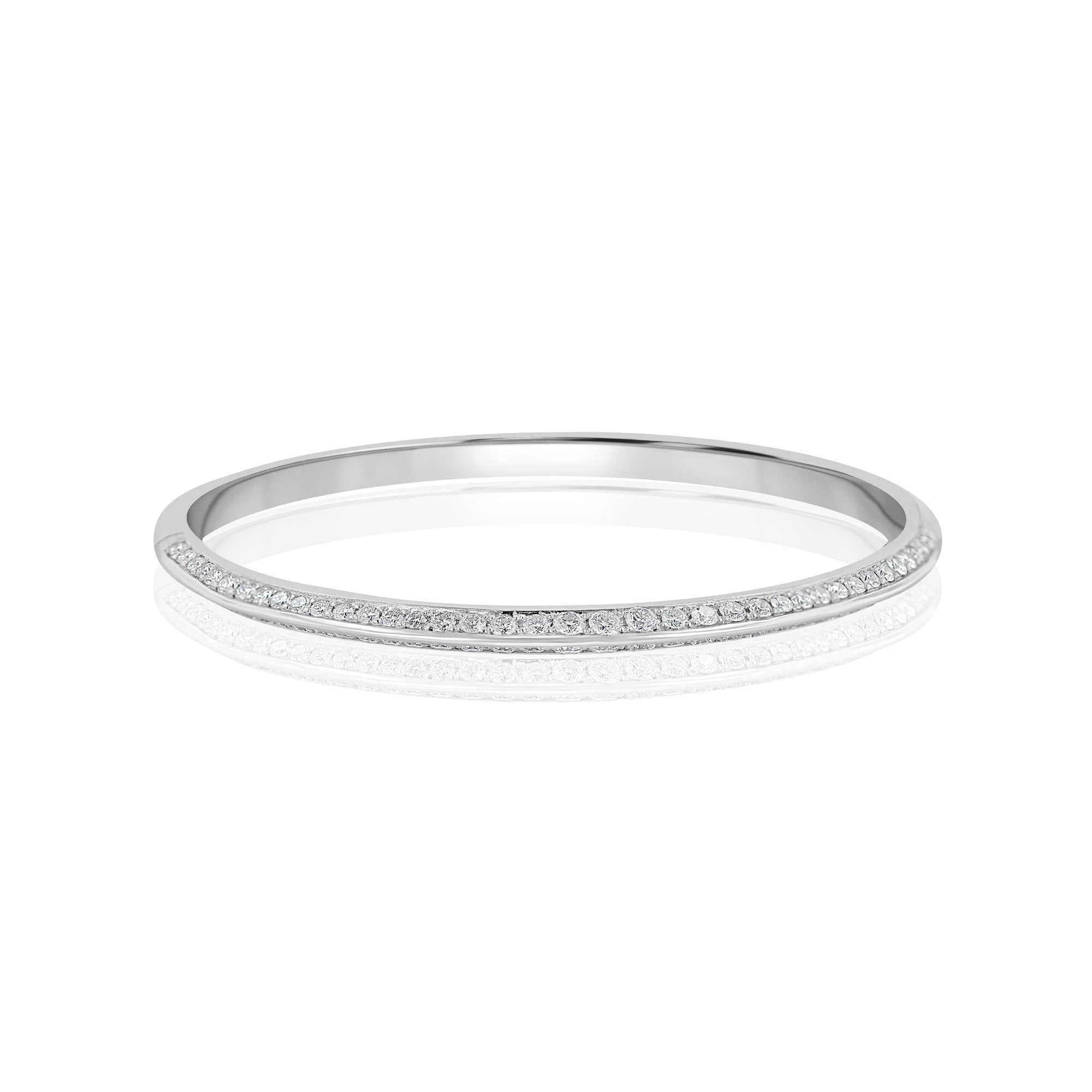 Unique 18ct White Gold Knife Edge Diamond Bangle