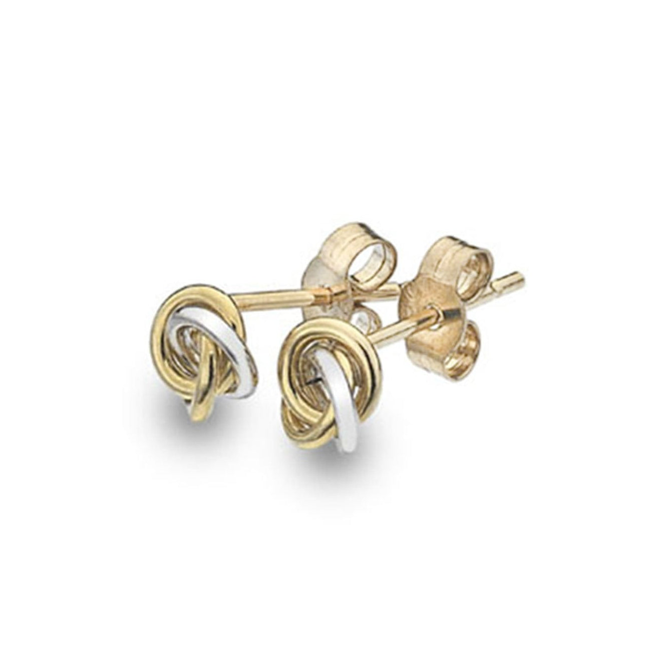 9ct Yellow and White Gold Interlocking Love Knot Stud Earrings
