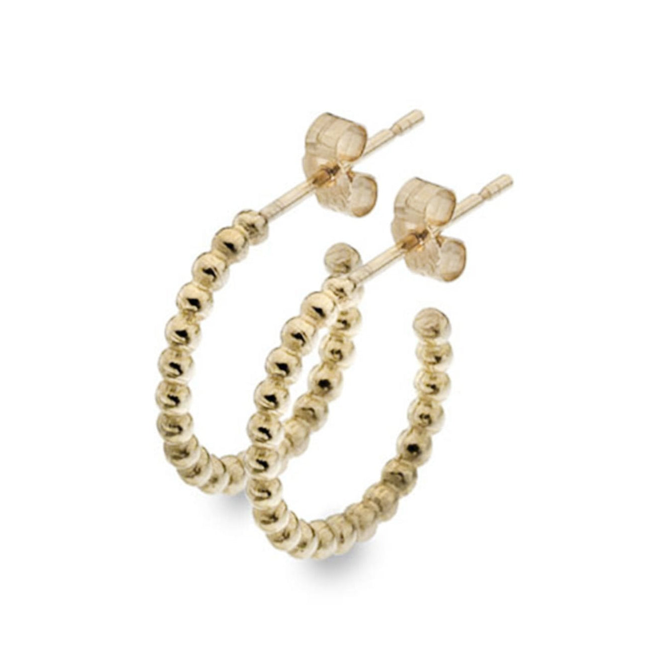 9ct Yellow Gold Bead Hoop Earrings
