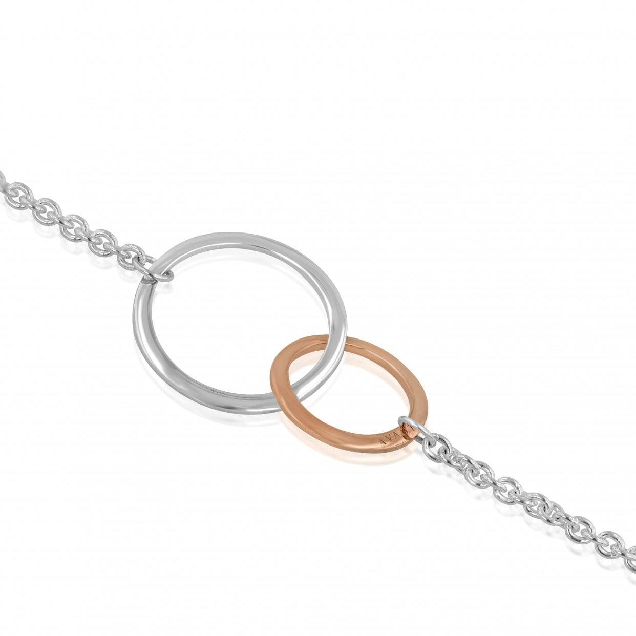 Silver Interlocking Triple Circles Bracelet With a 9ct Rose Gold Link