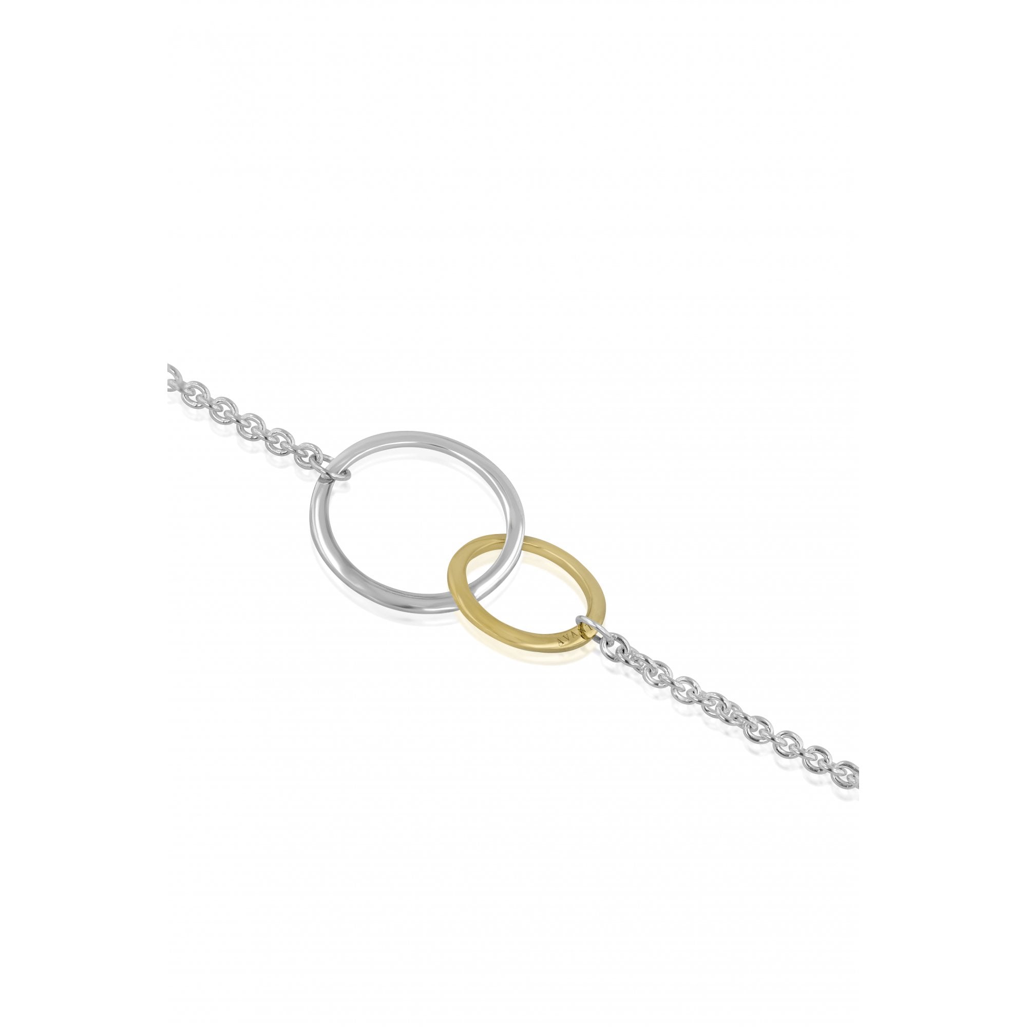 Silver Interlocking Triple Circles Bracelet With a 9ct Yellow Gold Link