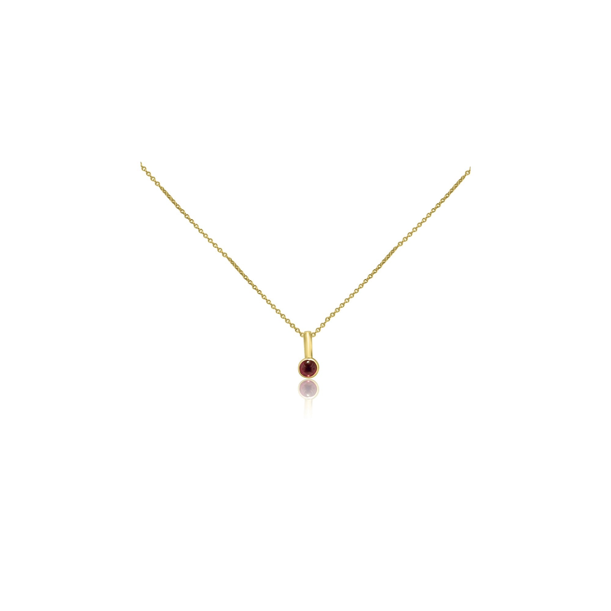 9ct Yellow Gold Necklace With Round Cabochon Garnet