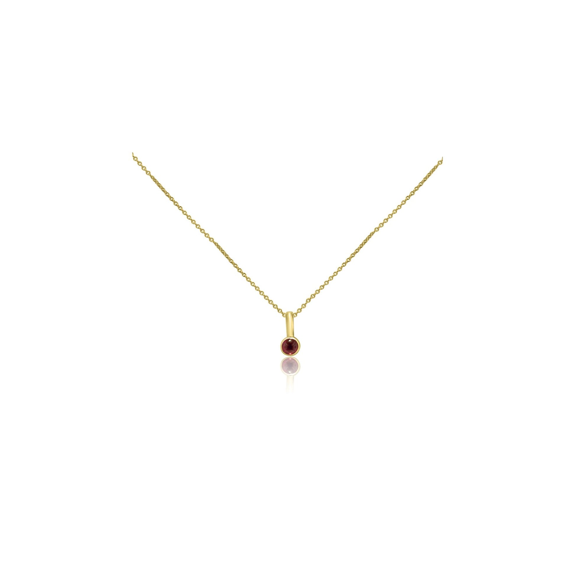 9ct Yellow Gold Necklace With Round Cabochon Garnet