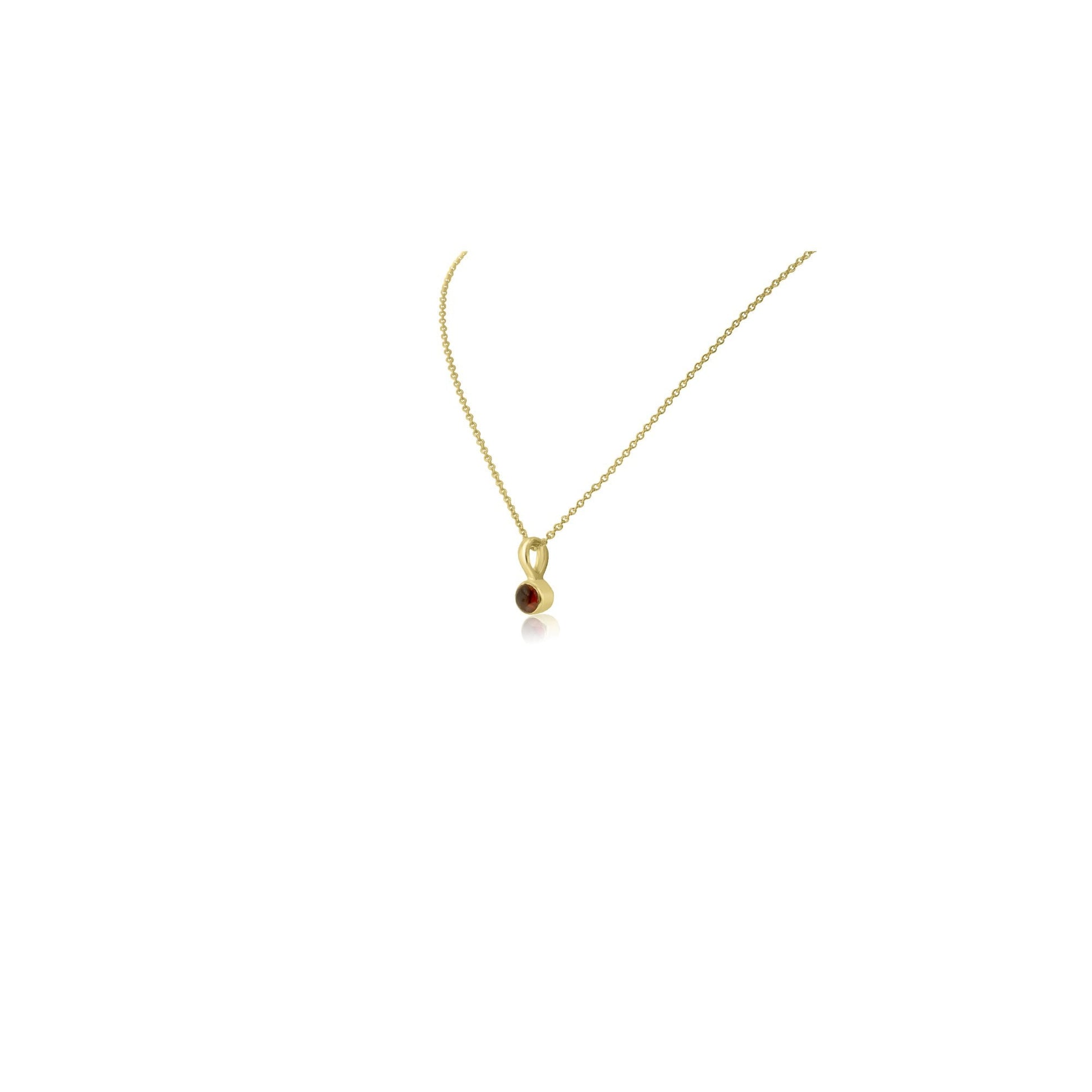 9ct Yellow Gold Necklace With Round Cabochon Garnet