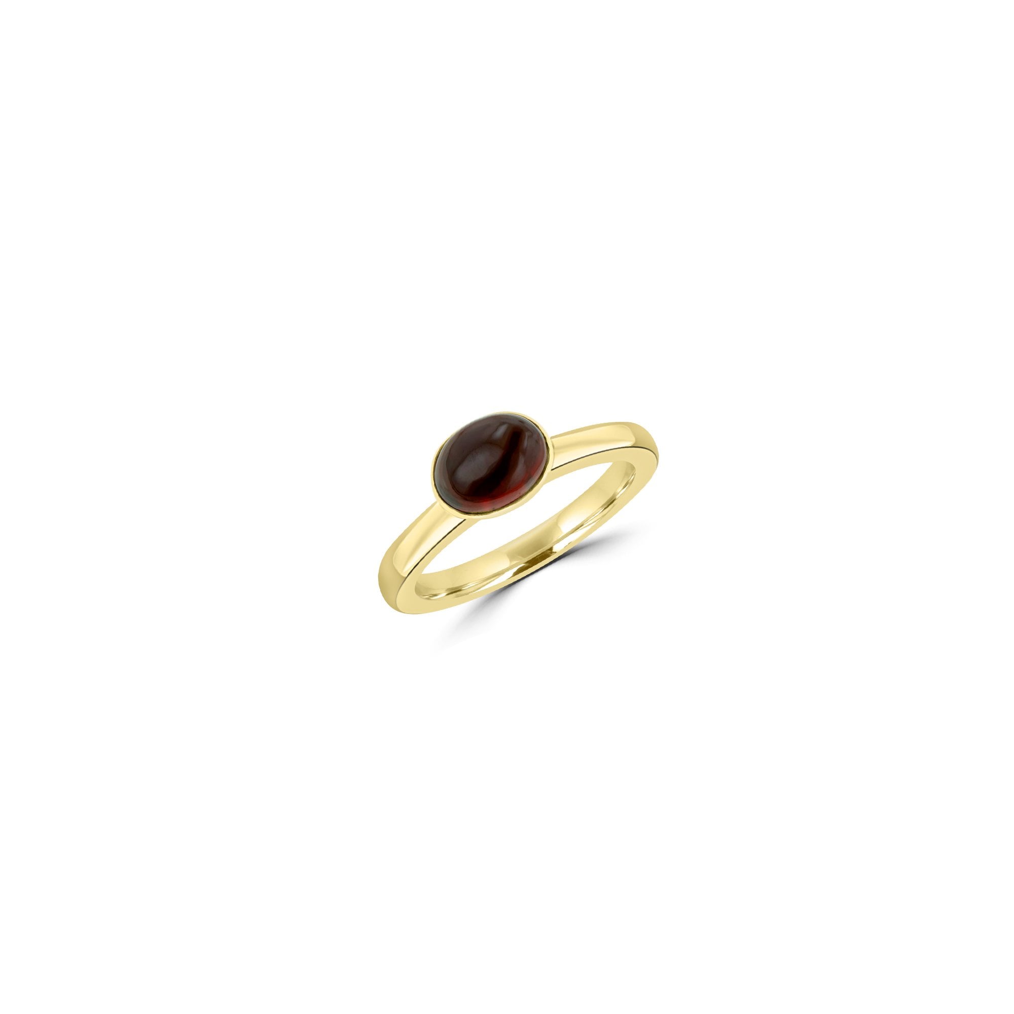 9ct Yellow Gold Stud Stacking Ring With Oval Cabochon Garnet