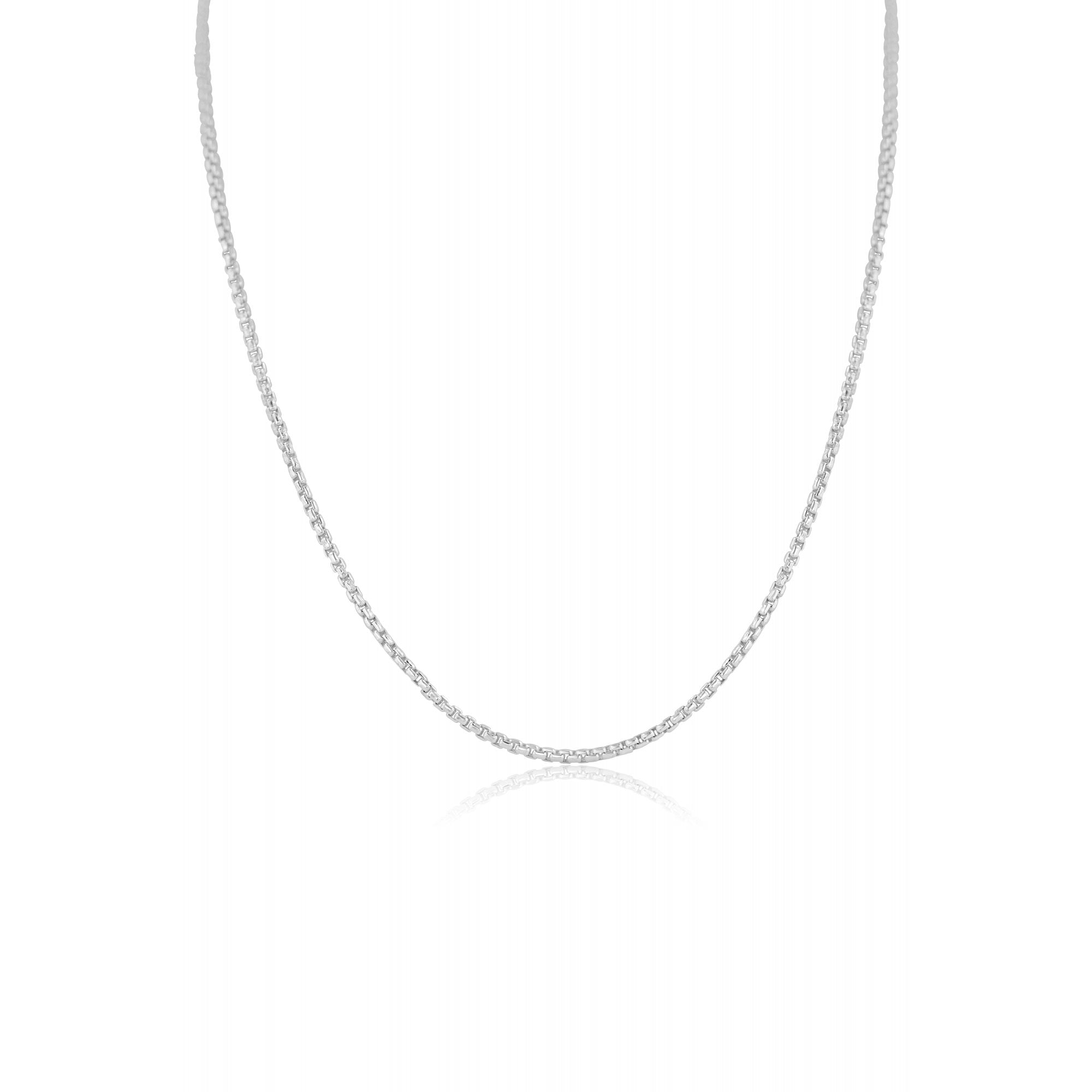 22" Sterling Silver Continuous Filed Box Belcher Chain