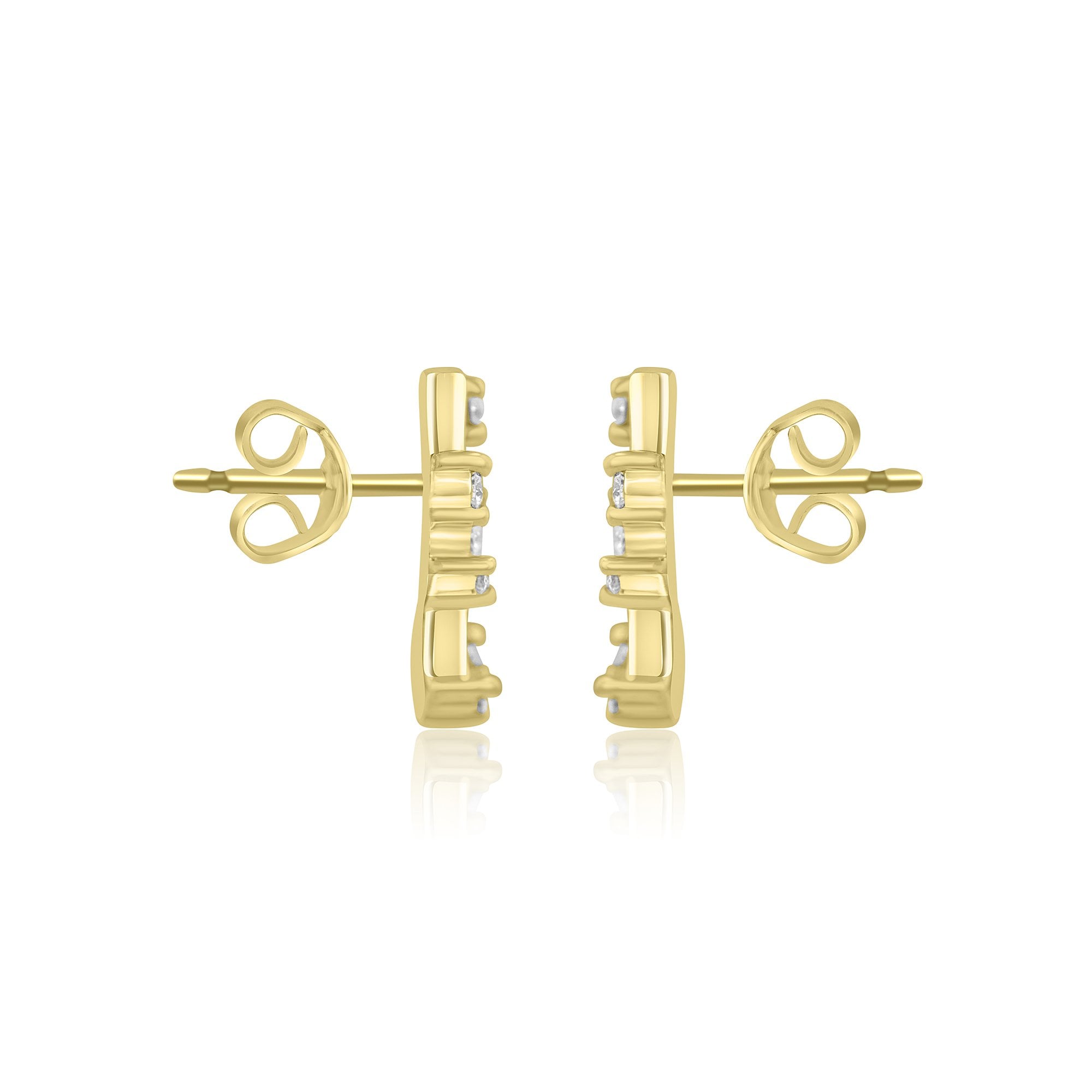 Scattered Diamond 18ct Gold Bar Stud Earrings